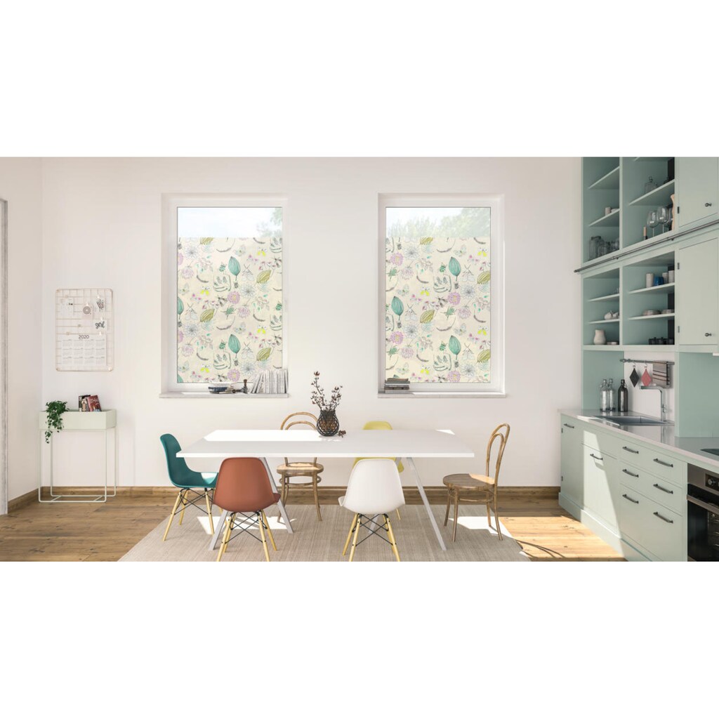 LICHTBLICK ORIGINAL Fensterfolie »Fensterfolie selbstklebend, Sichtschutz, My Bohemian Garden - Bunt«, 1 St., blickdicht, glattstatisch haftend