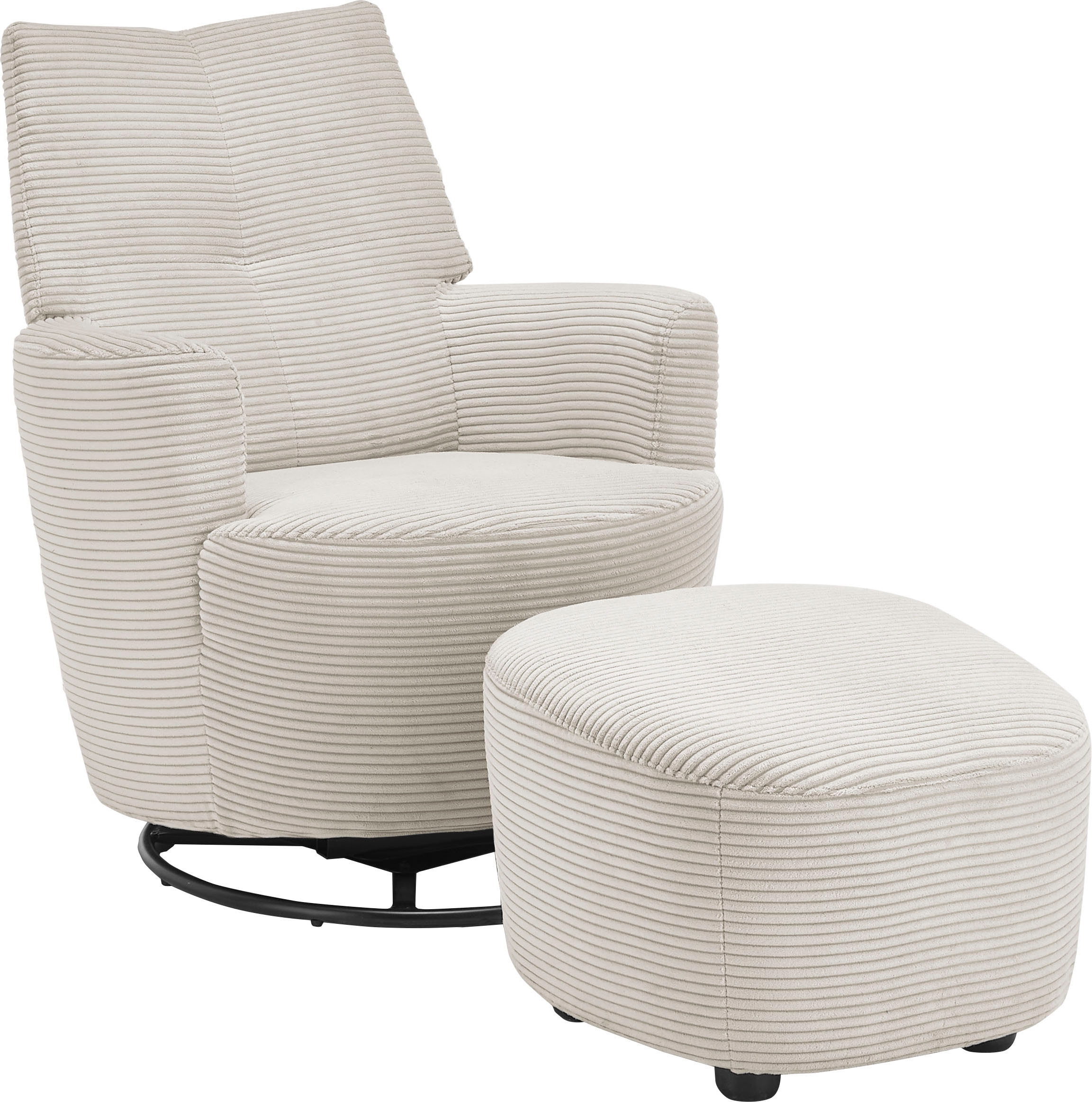 set one by Musterring Relaxsessel »SO 1450«, (Set), mit Dreh- und Wippfunktion, inklusive Hocker