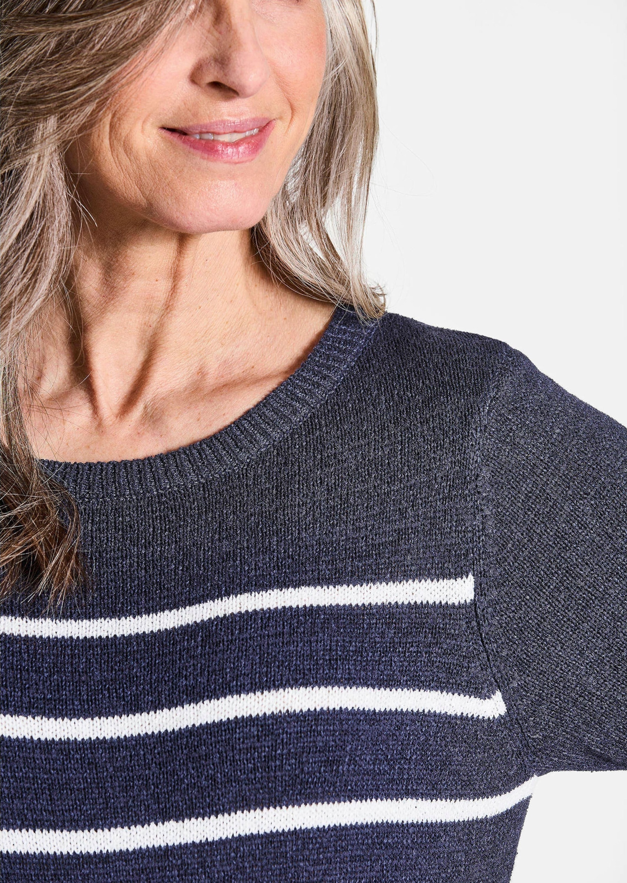 GOLDNER Rundhalspullover »Kurzgröße Maritimer Pullover mit U-Boot-Ausschnitt«