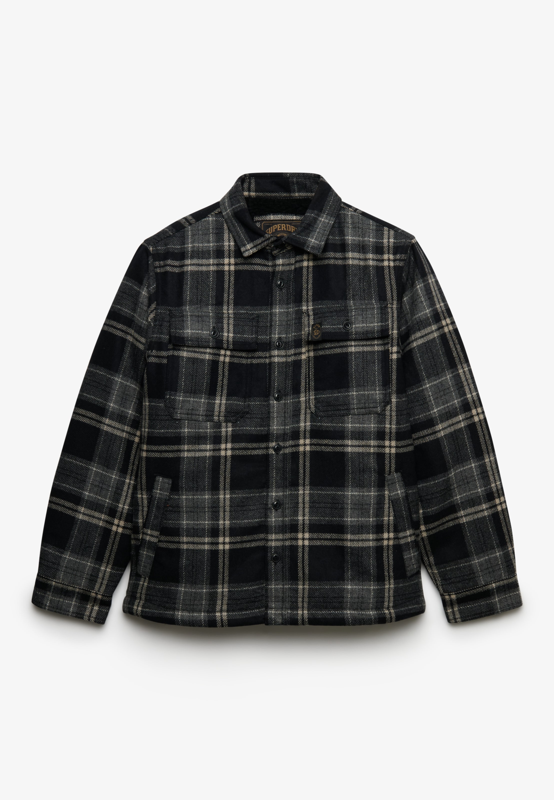 Superdry Langarmhemd »BORG LINED MILLER OVERSHIRT« Materialmix, oversize
