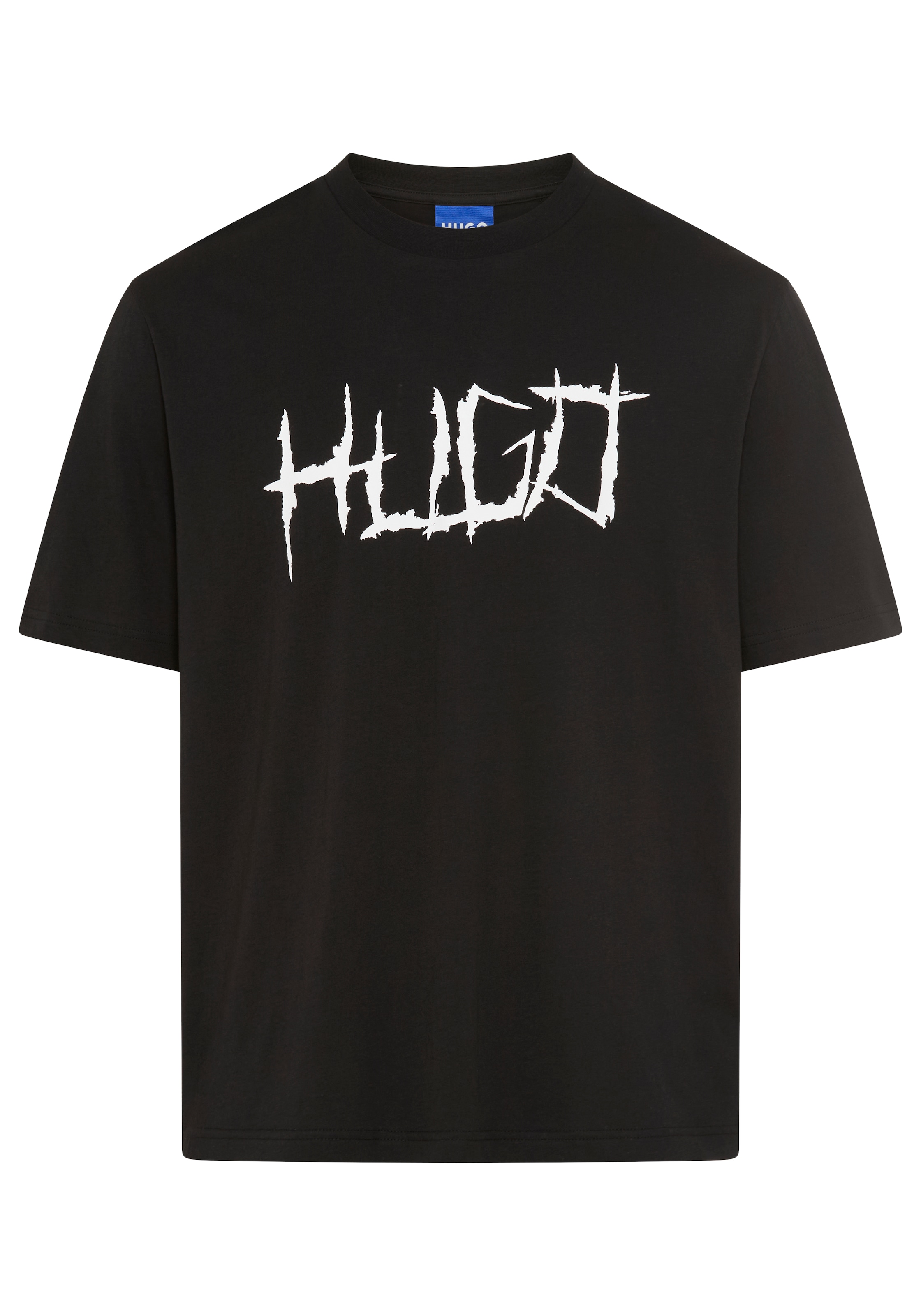 HUGO Blue T-Shirt Rundhalsausschnitt, Regular Fit, Logodruck