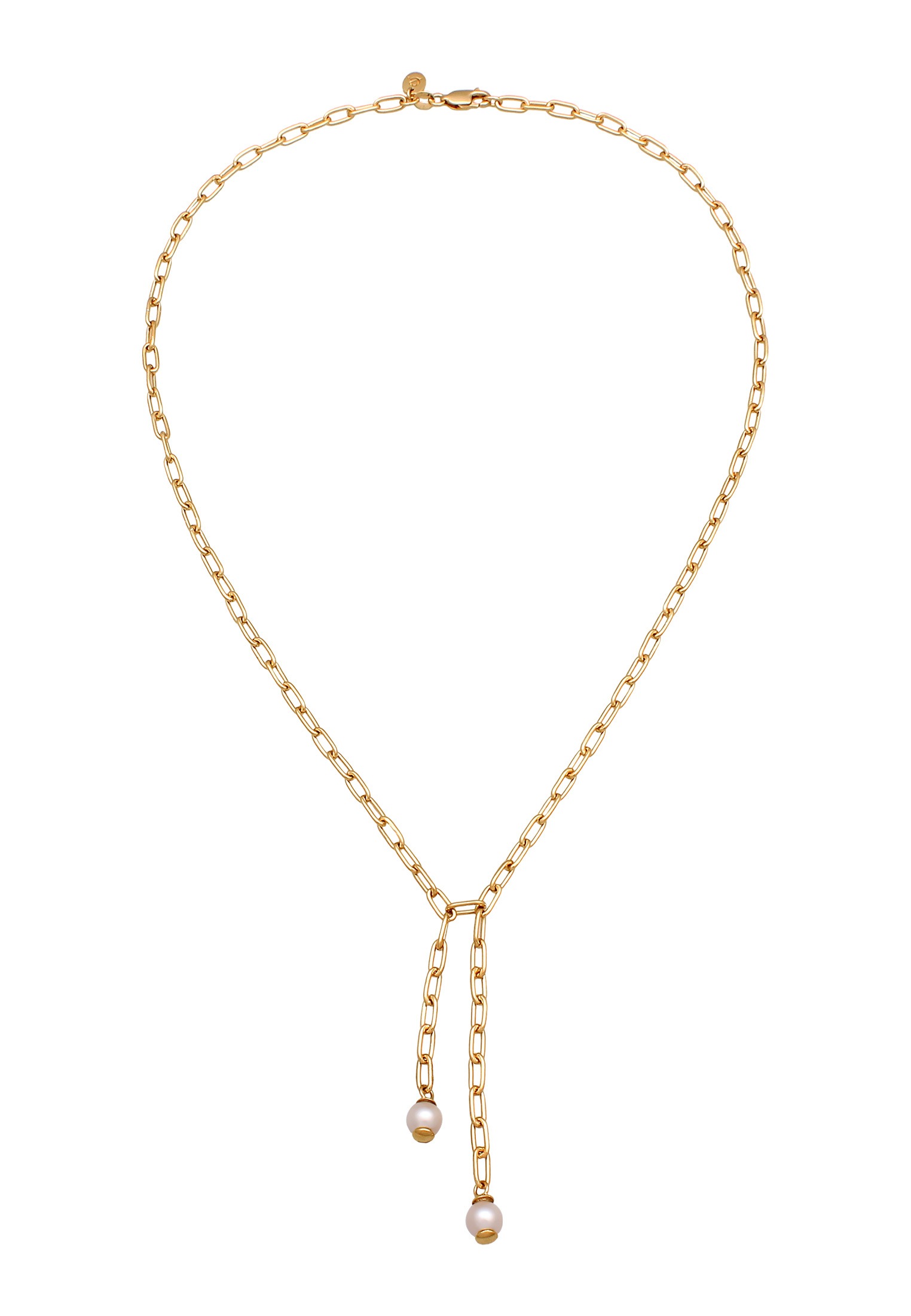 Elli Premium Y-Kette »Halskette Y-Kette Gliederkette Synthetische Perle Weiß 925 Sterling Silber«