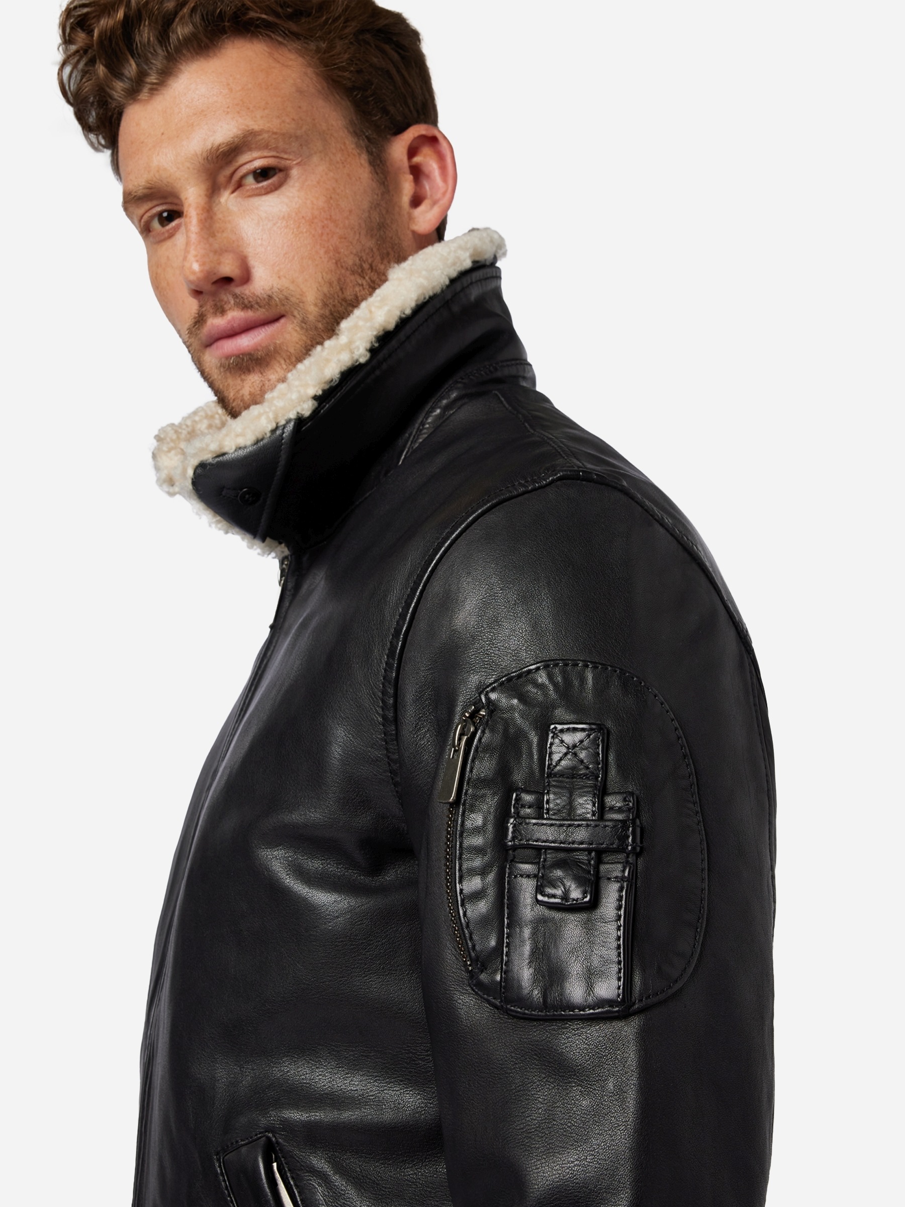 RICANO Bomberjacke »Lederjacke M-Bomber« ohne Kapuze Handgefertigt aus echtem Leder