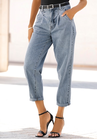 Buffalo Relax-fit-Jeans, in High-waist-Form mit Bundfalten kaufen