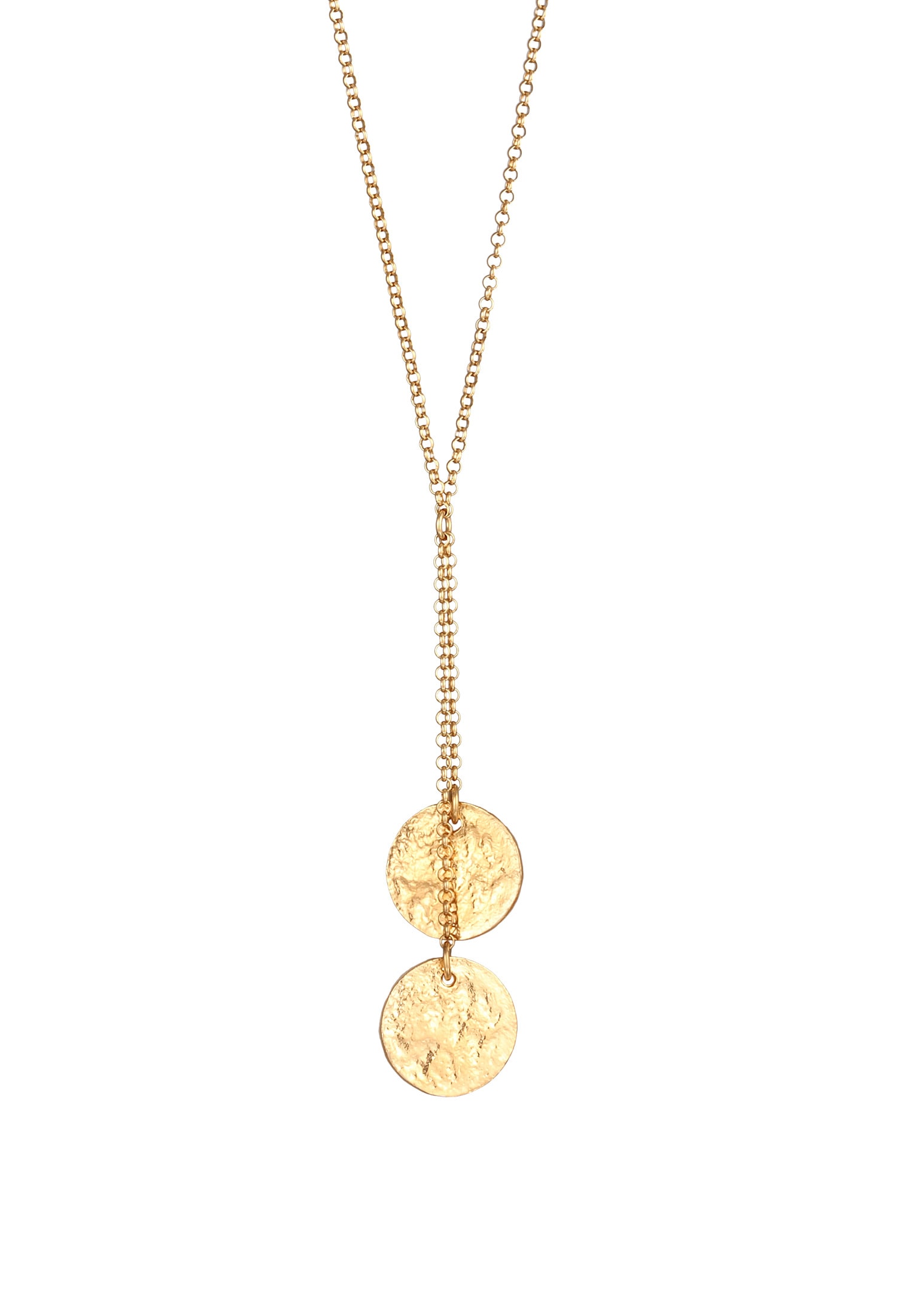 Elli Lange Kette »Halskette Y-Kette Plättchen Coin Strukturiert 925 Silber«