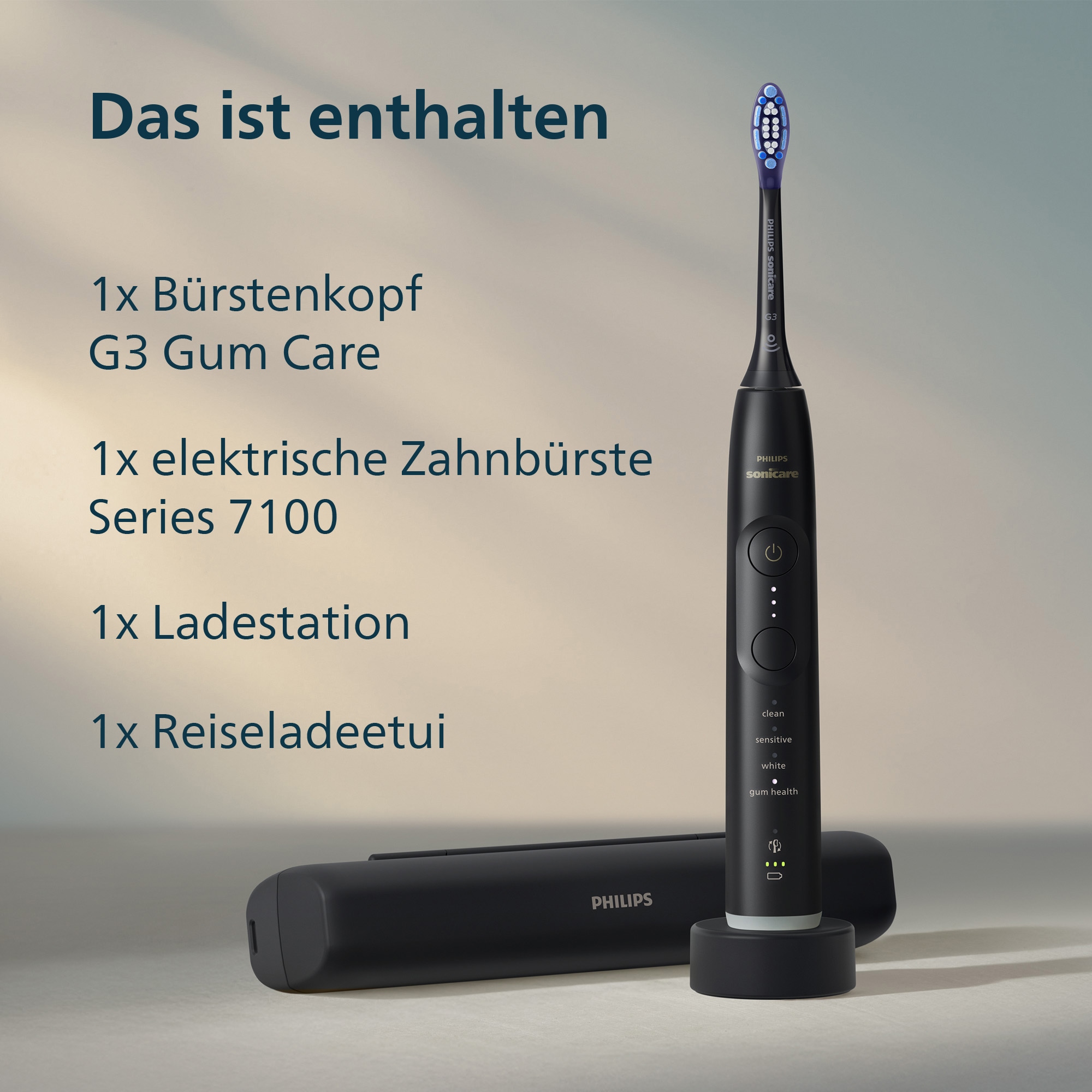 Philips Sonicare Elektrische Zahnbürste »Series 7100 HX7421/01« 1 Stk. Aufsteckbürsten mit visueller Andruckkontrolle, 7 Putzeinstellungen, inkl. Reiseetui
