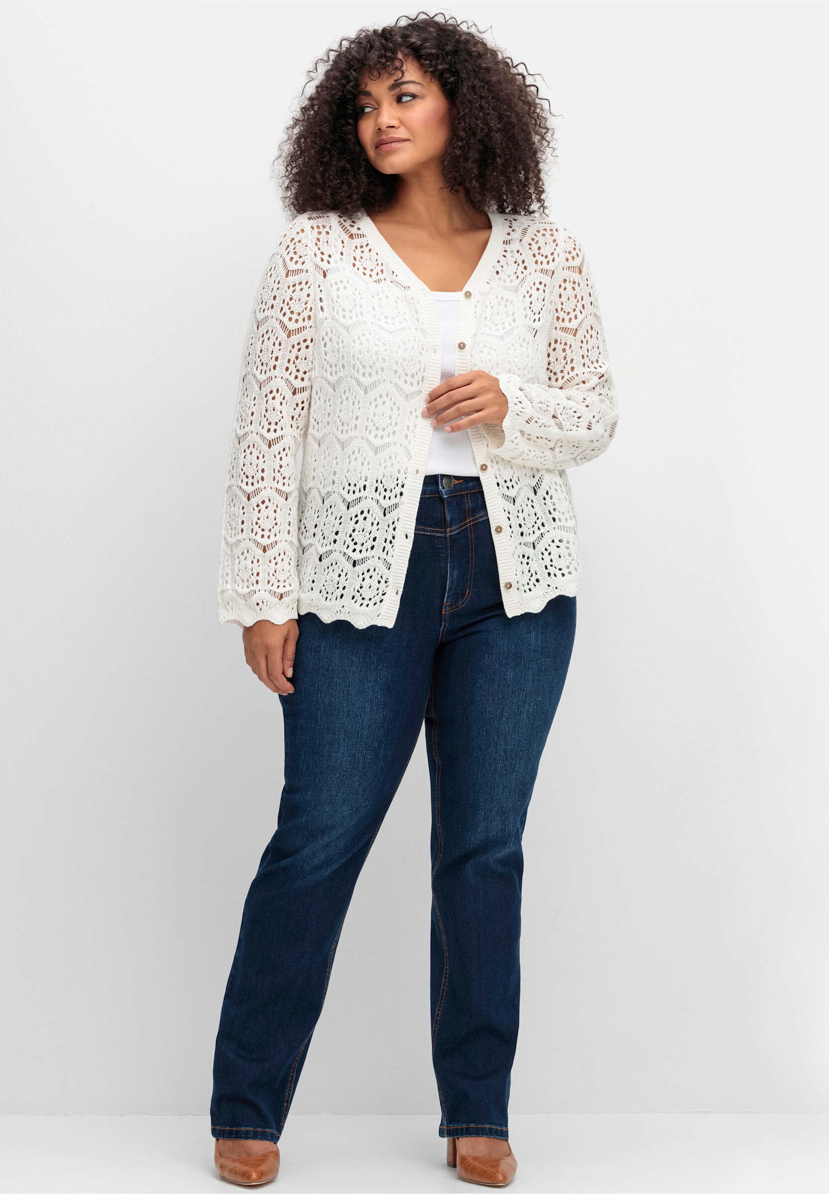 sheego by Joe Browns Strickjacke »Strickjacke Strickjacke aus Häkelspitze«