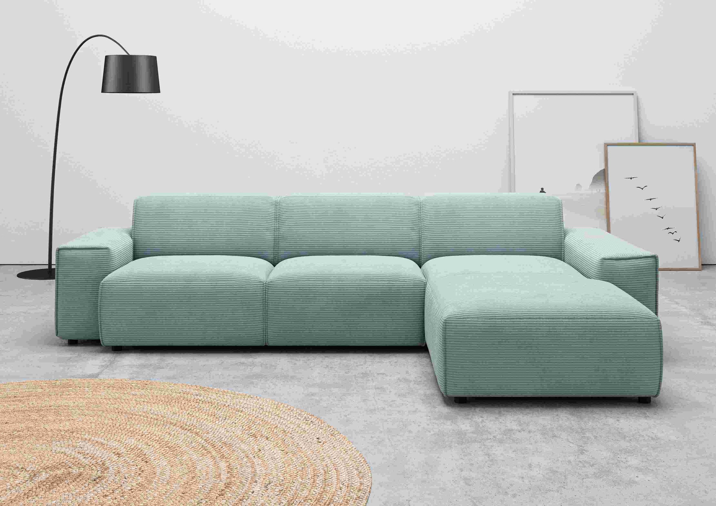 andas Ecksofa »Glimminge auch in Breitcord, Feincord, Bouclé + Easy care-Bezug«, L-Form, Breite 294, Zierkissen