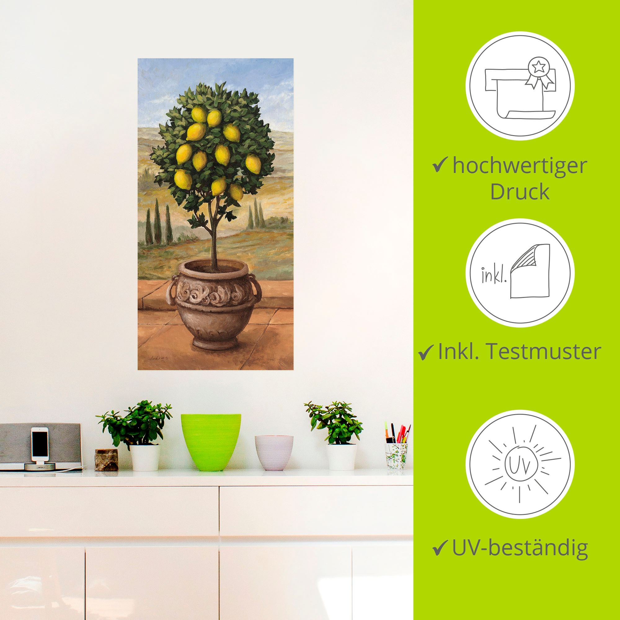 Artland Wandbild »Zitronenbaum«, Bäume, (1 St.), als Leinwandbild, Wandaufkleber in verschied. Größen