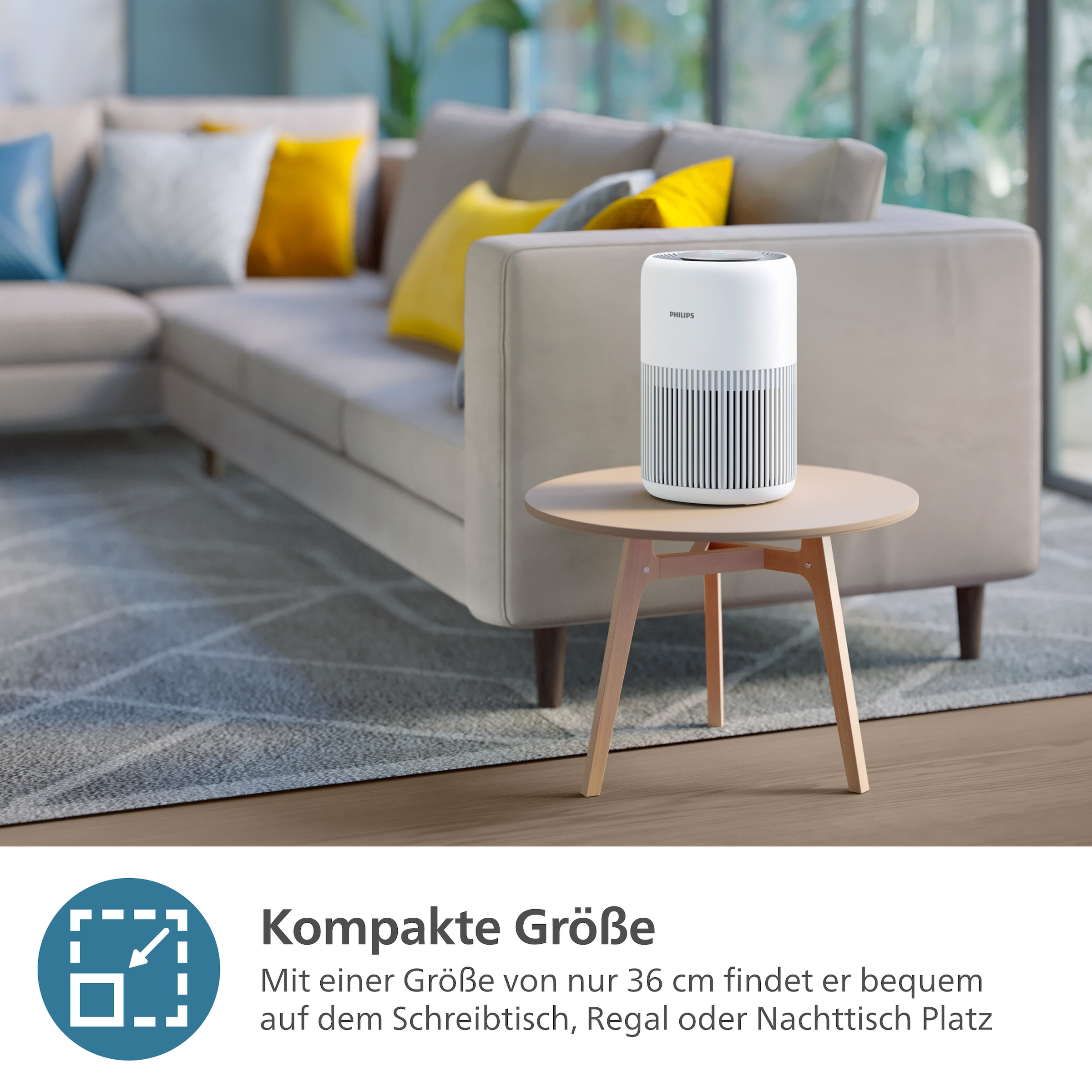 Philips Luftreiniger »AC0920/10 PureProtect Mini 900 Series, Luftreinigungsrate 250 m³/h«, für 65 m² Räume, 2-Schichten-HEPA-Filtersystem, leise