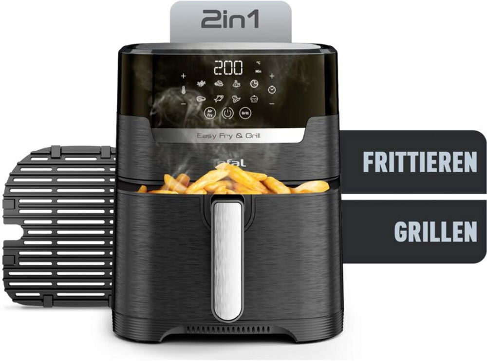 Tefal Heißluftfritteuse »Easy Fry & Grill Precision«, 1550 W, XL Kapazität, 8 Programme, weniger Fett, Druckguss-Grillrost, EY5058