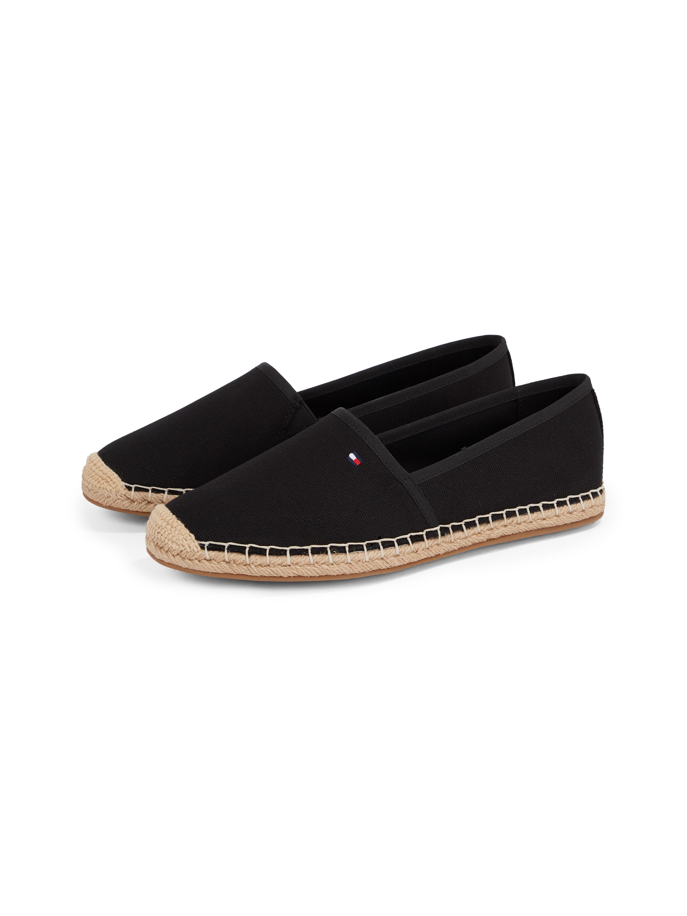 Tommy Hilfiger Espadrille »FLAG CANVAS ESPADRILLE«, Slipper, Flats, Bequemschuh mit Bastbezug und Ziernähten