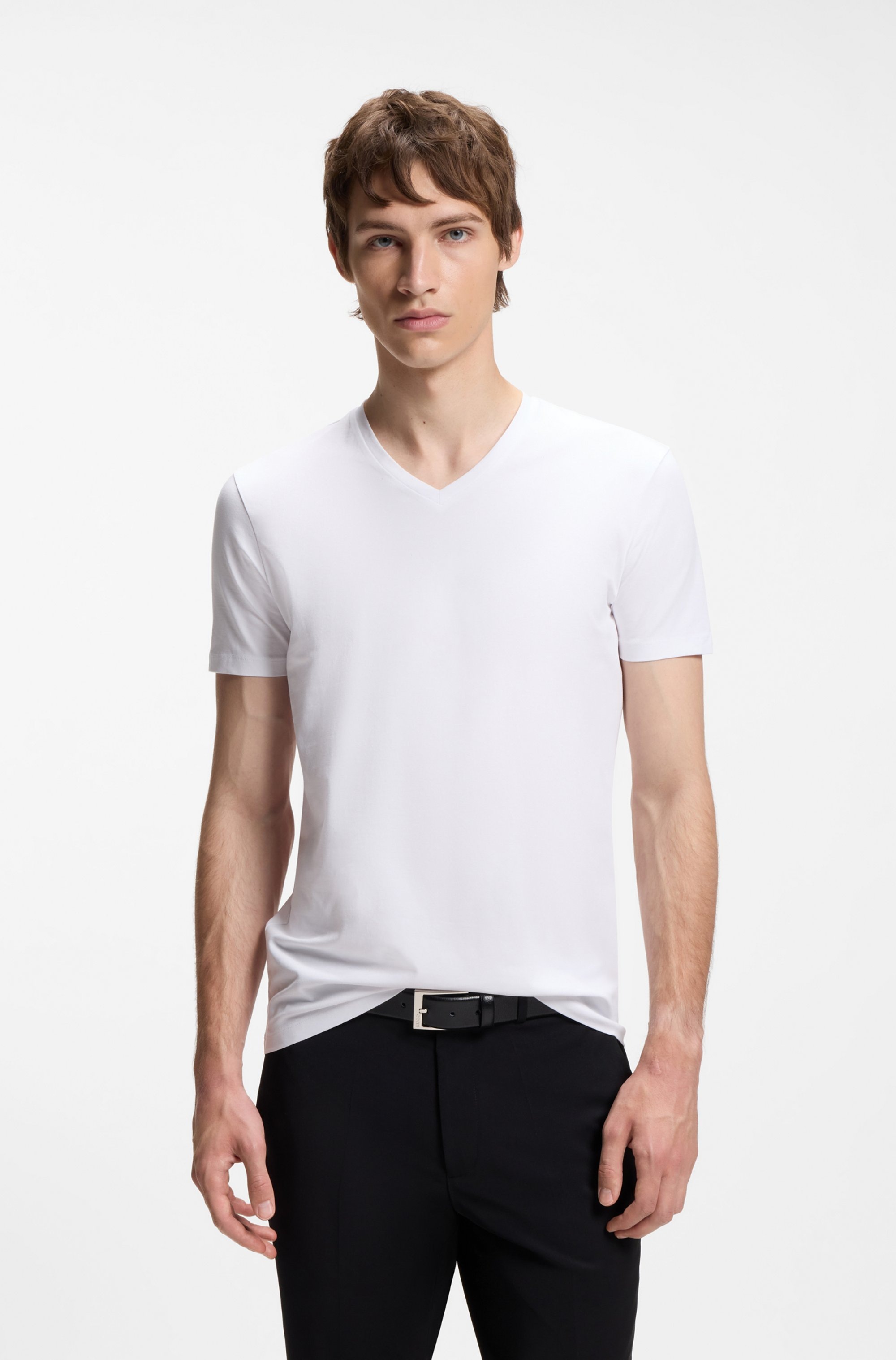 HUGO T-Shirt »HUGO-V« Packung, 2er,  V-Ausschnitt, Slim-Fit, HUGO Logo-Print
