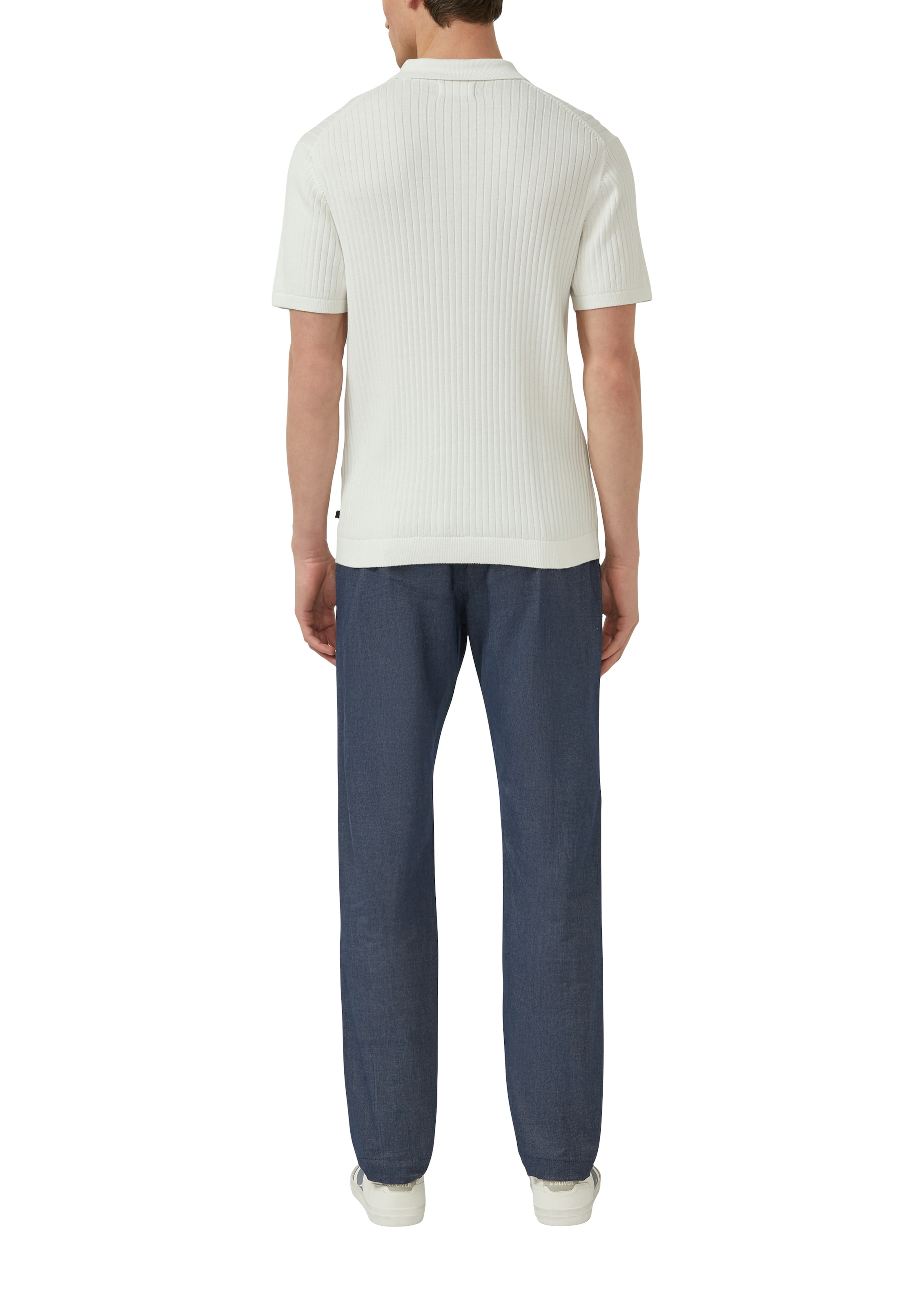 s.Oliver Poloshirt mit Strick-Muster und kurzes Reißverschluss