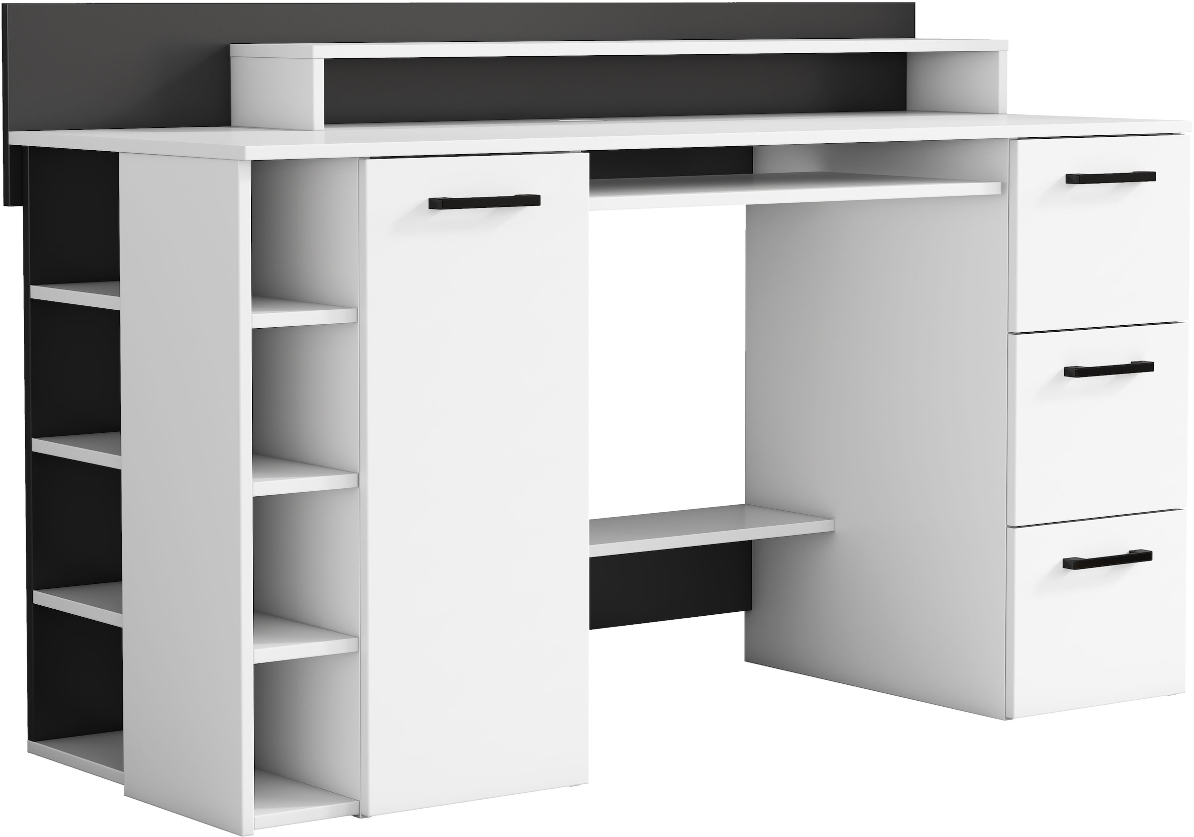 OTTO home Schreibtisch »Moid« mit Schubladen, Tastaturauszug und Monitorablage, Breite 140 cm