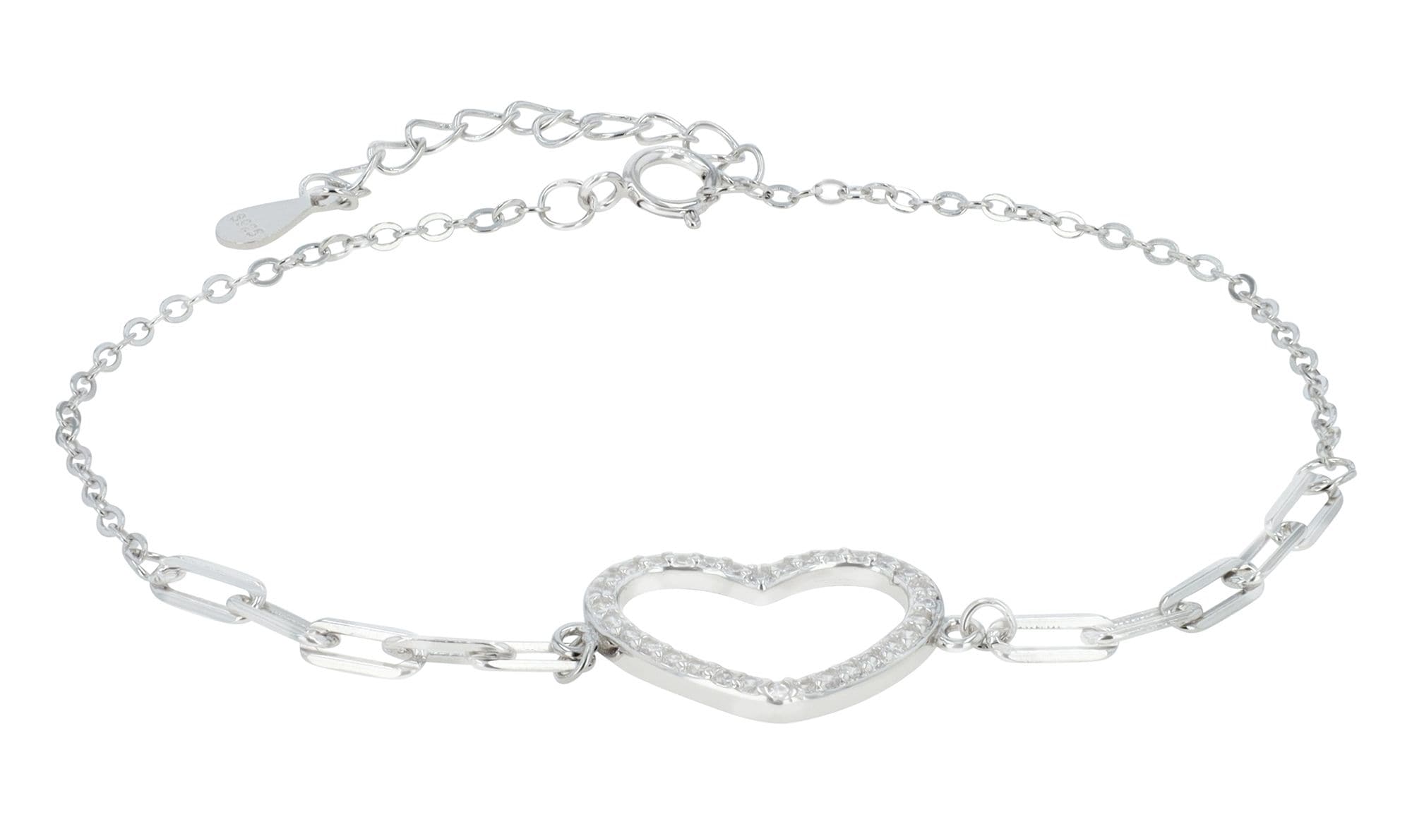 Adelia´s Armband »Damen Armband ¿ Herz aus 925 Silber mit Zirkonia 17+3 cm«