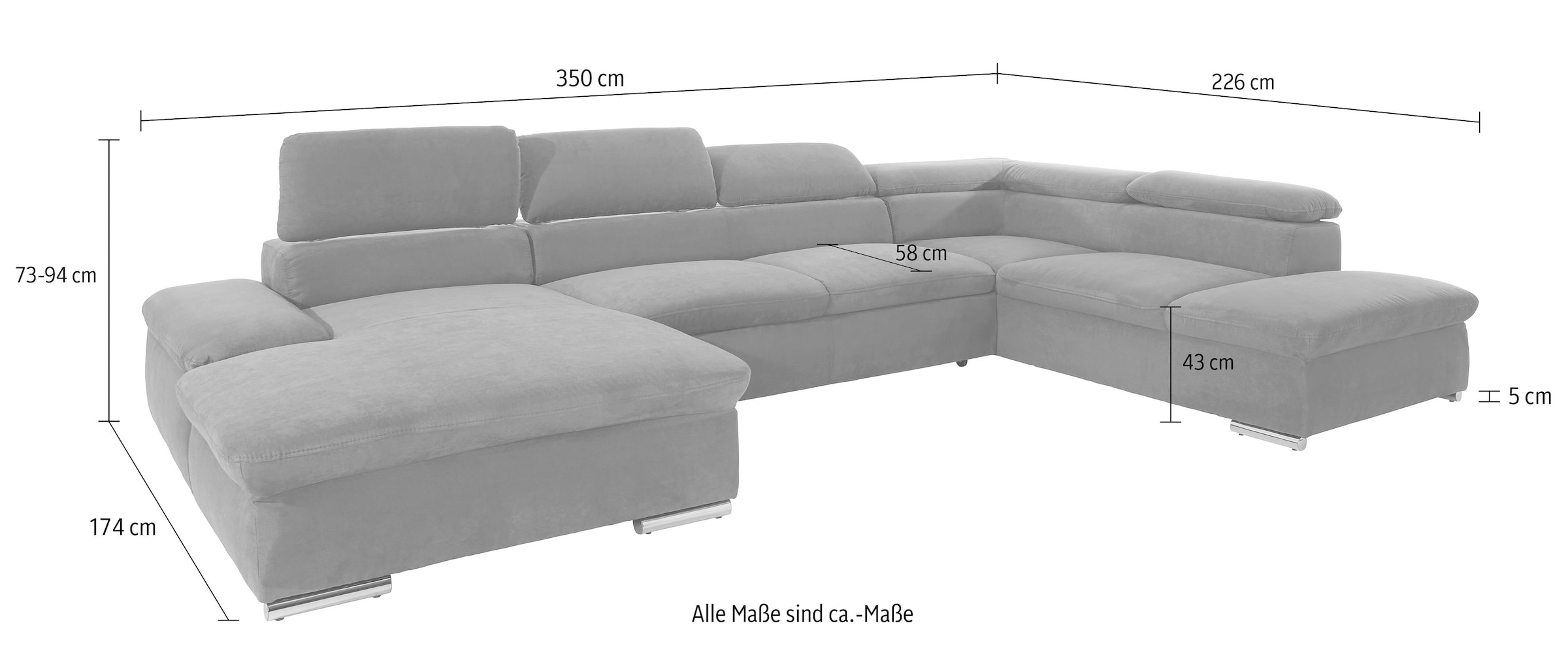sit&more Wohnlandschaft »Alcatraz U-Form«, wahlweise mit Bettfunktion