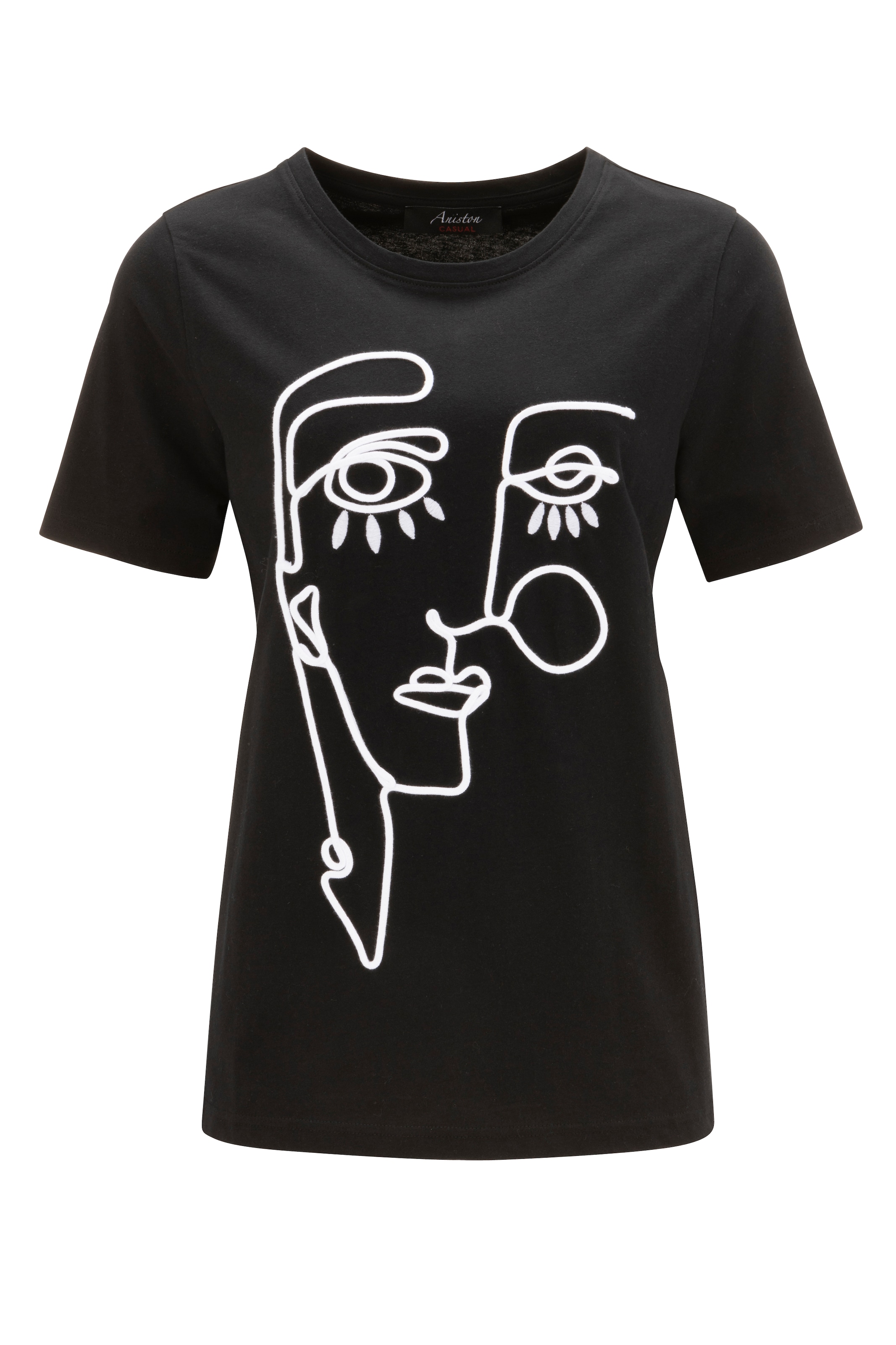 Aniston CASUAL T-Shirt, im Kopf aus OTTO kunstvollem Kordel kaufen Stickerei Shop Online mit und