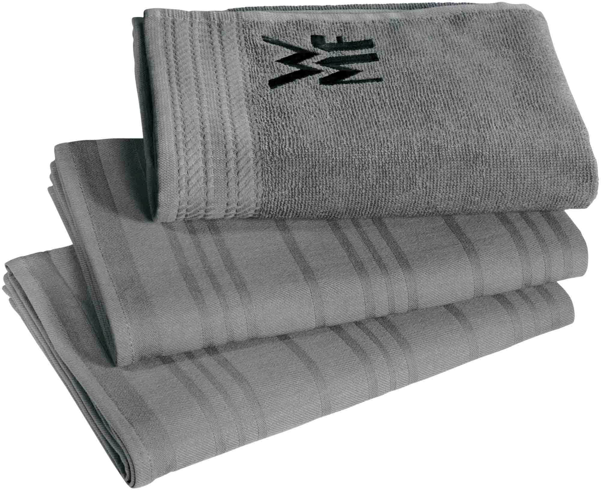 WMF Topf-Set »Inspiration«, Cromargan® Edelstahl Rostfrei 18/10, (Set, 12 tlg., Kochtopf Ø 16/20/24 cm, Bratentopf Ø 20 cm, 1 Stieltopf, 3 Handtücher)