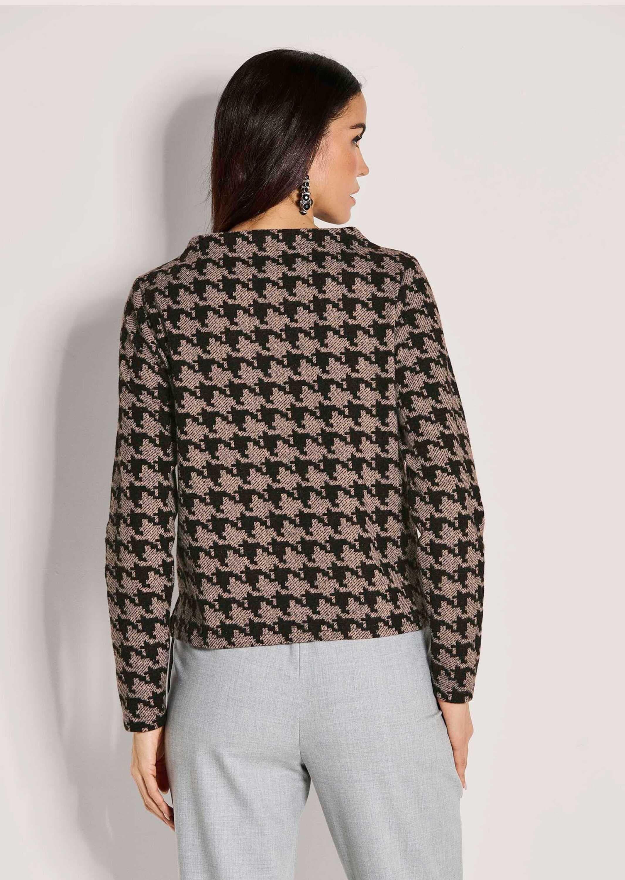 MADELEINE Langarmshirt »Sweatshirt Hahnentritt-Oberteil mit U-Boot-Ausschnitt«