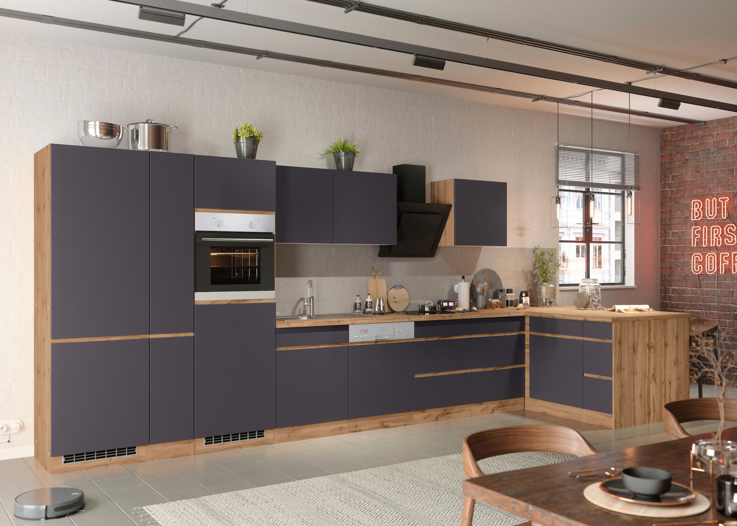 KOCHSTATION Winkelküche »KS-Riesa« Stellbreite 490/153 cm, wahlweise mit Induktionskochfeld