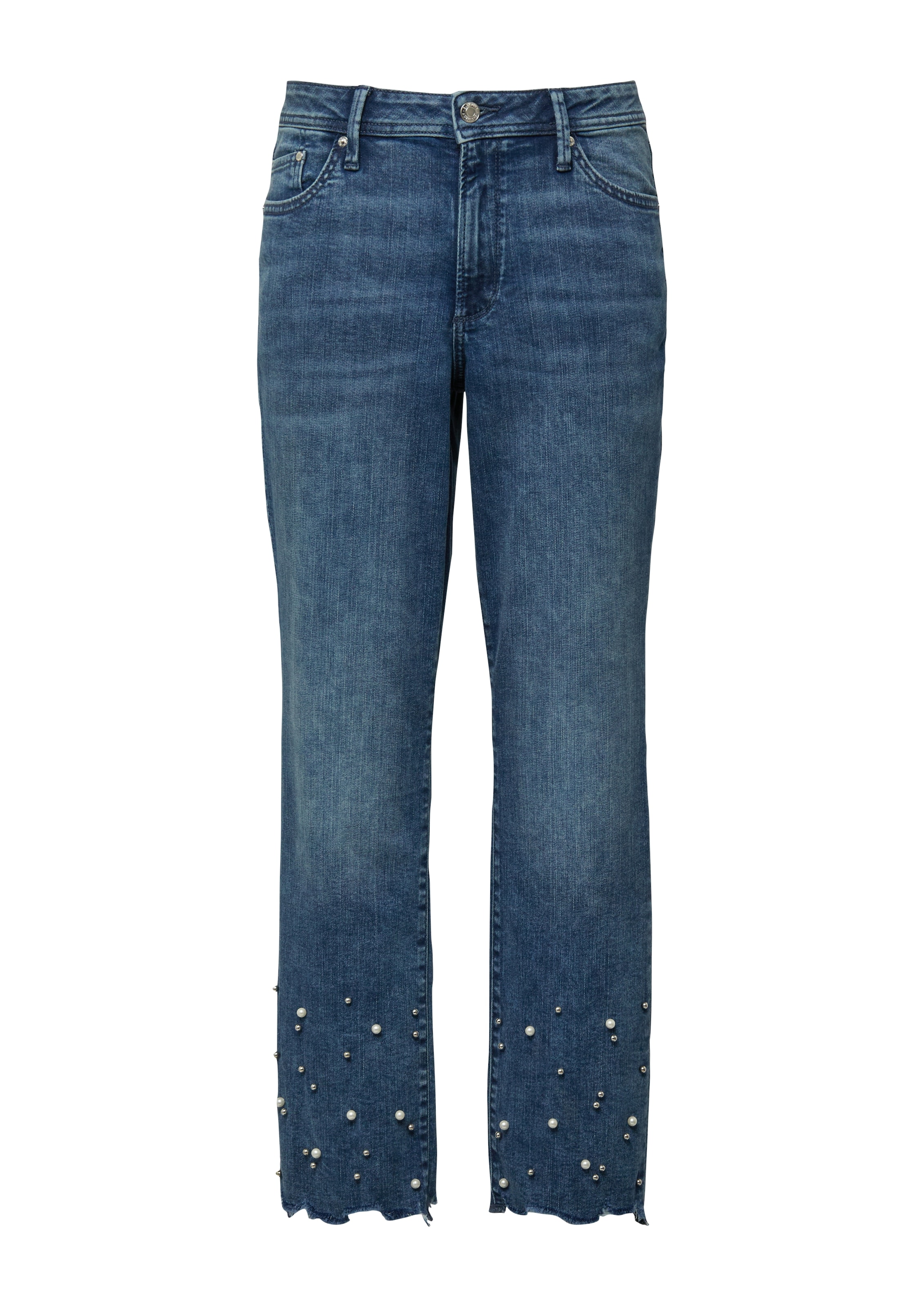 s.Oliver 7/8-Jeans »Style Betsy« 7/8-Länge mit Perlenbesatz und offenen Nähten