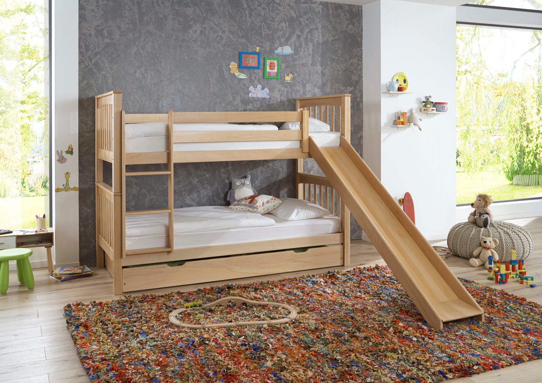 Relita Etagenbett »Kick«, mit Bettschublade, Buche
