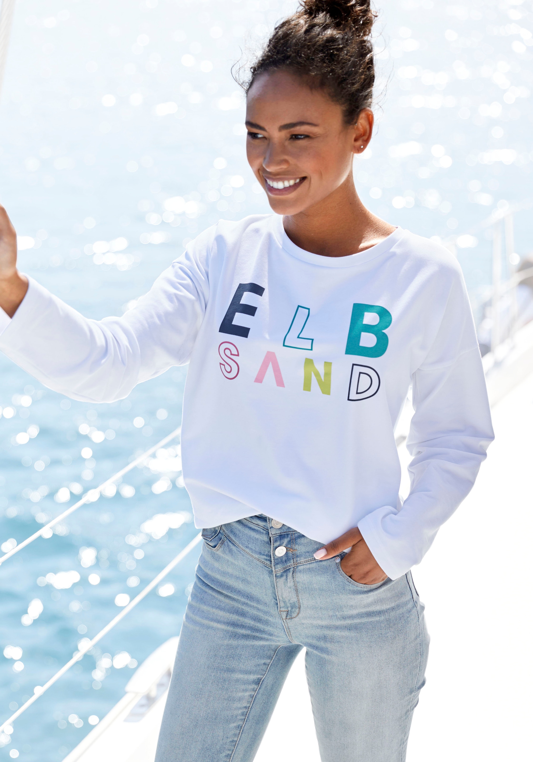 Sweatshirt »Aliisa«, mit Logodruck vorne, Basic-Passform, sportlich-casual