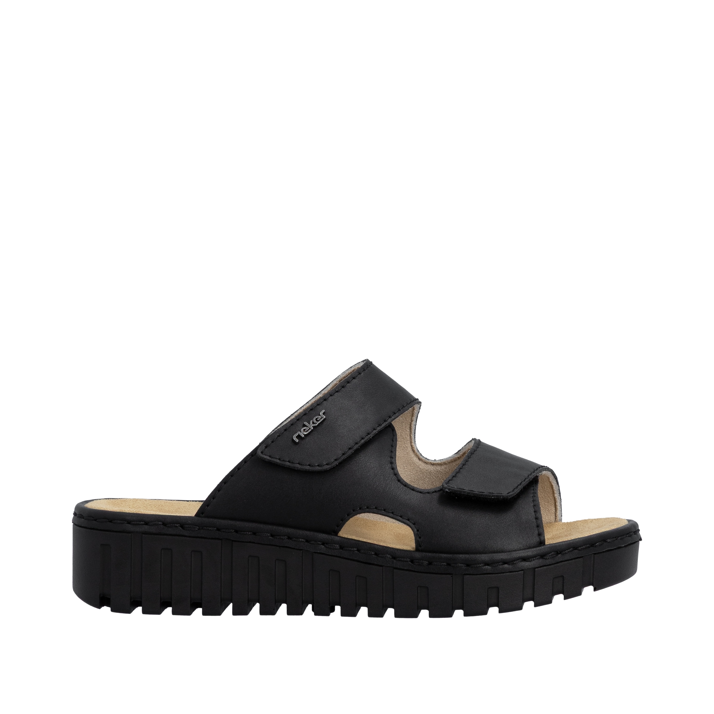 Rieker Pantolette  Sommerschuh, Schlappen, Hausschuh mit modischer Plateausohle