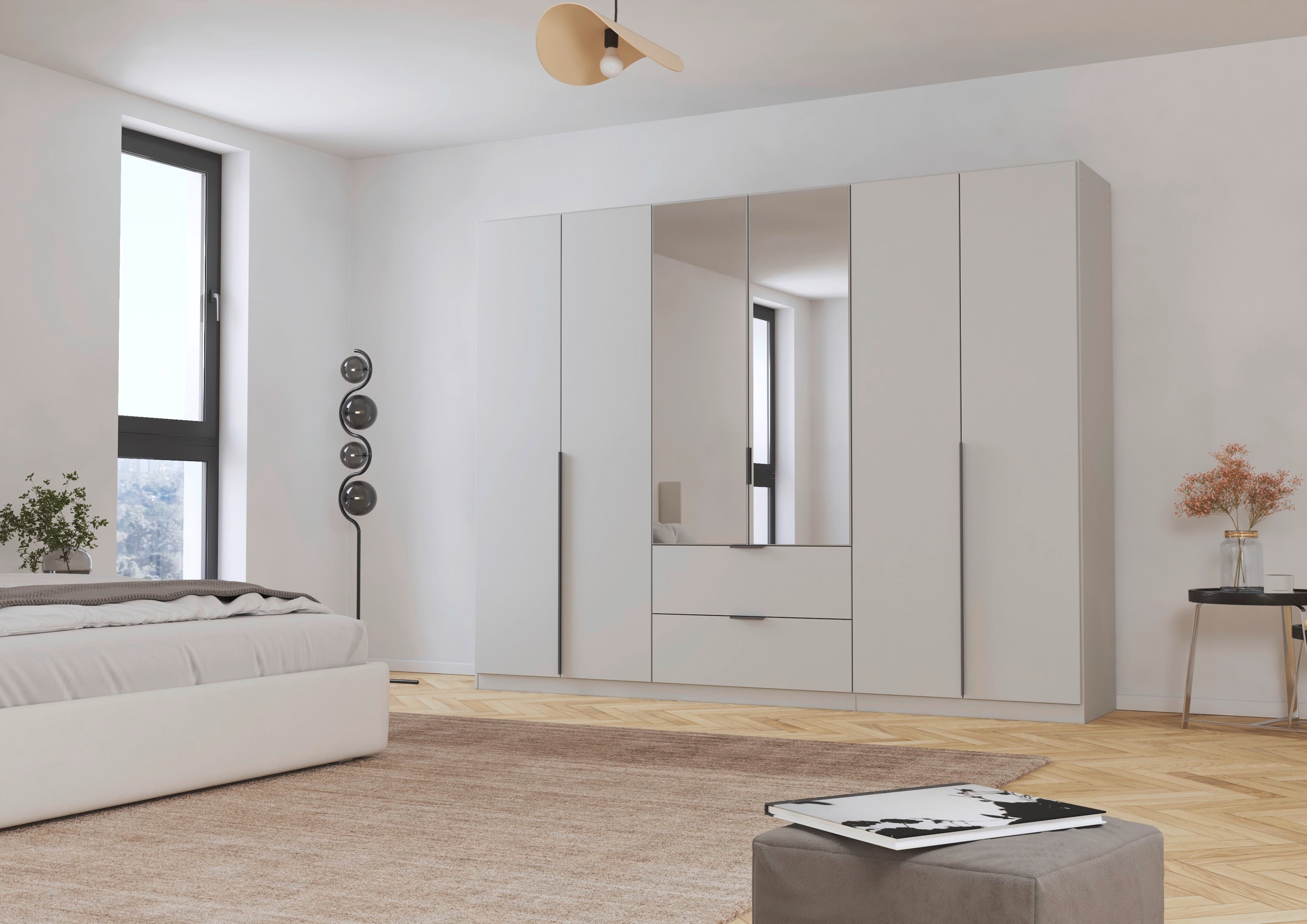 rauch Drehtürenschrank »Kleiderschrank Schrank Garderobe AGORDO mit Dekor- oder Hochglanzfront«, (in zwei Griff-Farben mit Dekor- oder Hochglanzfront), mit Außenschubkästen, in 6 Breiten und 2 Höhen MADE IN GERMANY
