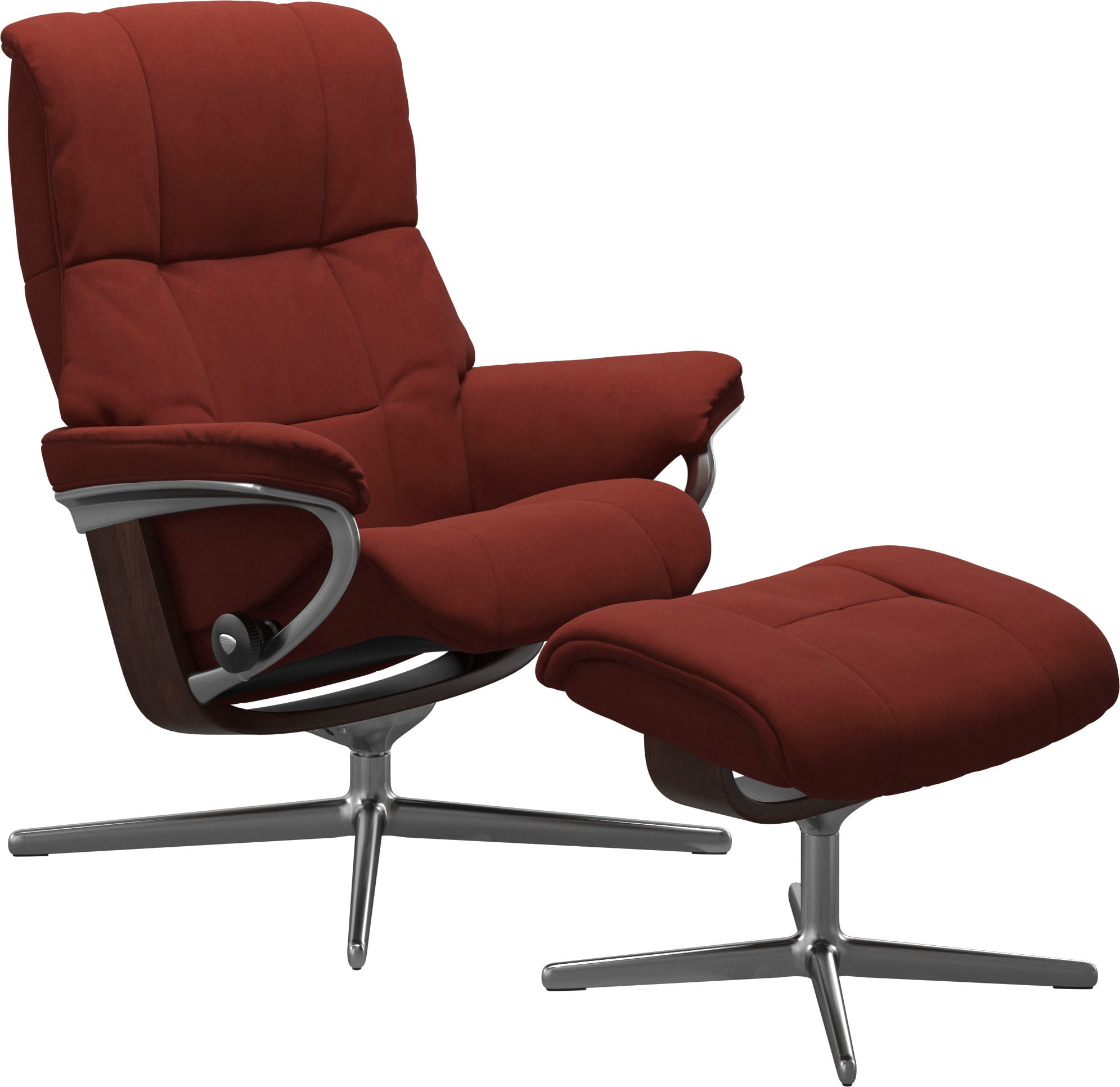Stressless® Relaxsessel »Mayfair«, (Set, Relaxsessel mit Hocker), mit Hocker, mit Cross Base, Größe S, M & L, Holzakzent Braun