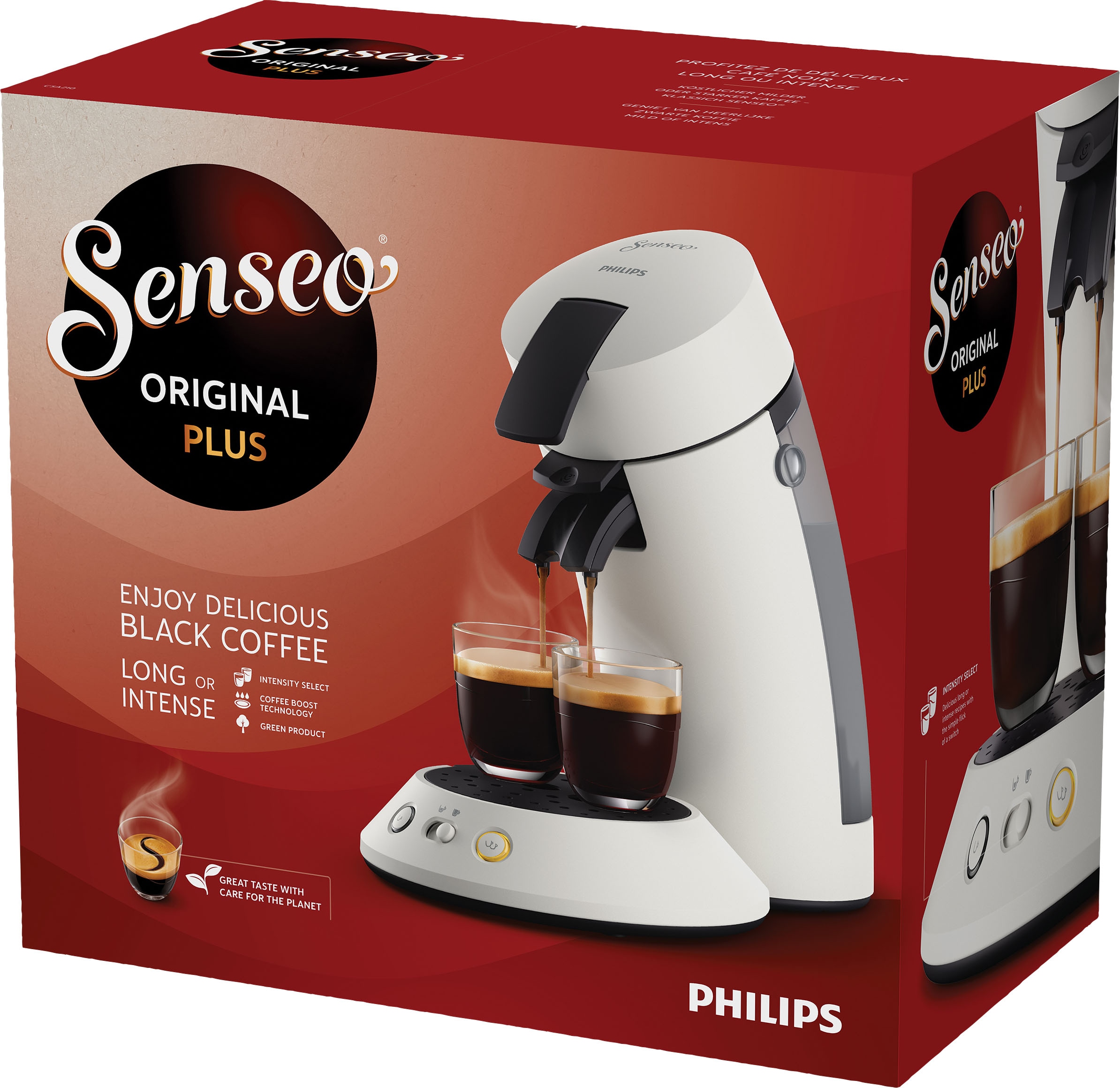 Philips Senseo Kaffeepadmaschine »Original Gratis-Zugaben €5,-UVP) Kaffeespezialitäten, Plastik«, (Wert bei Plus OTTO aus jetzt Memo-Funktion, CSA210/10, 80% +3 recyceltem