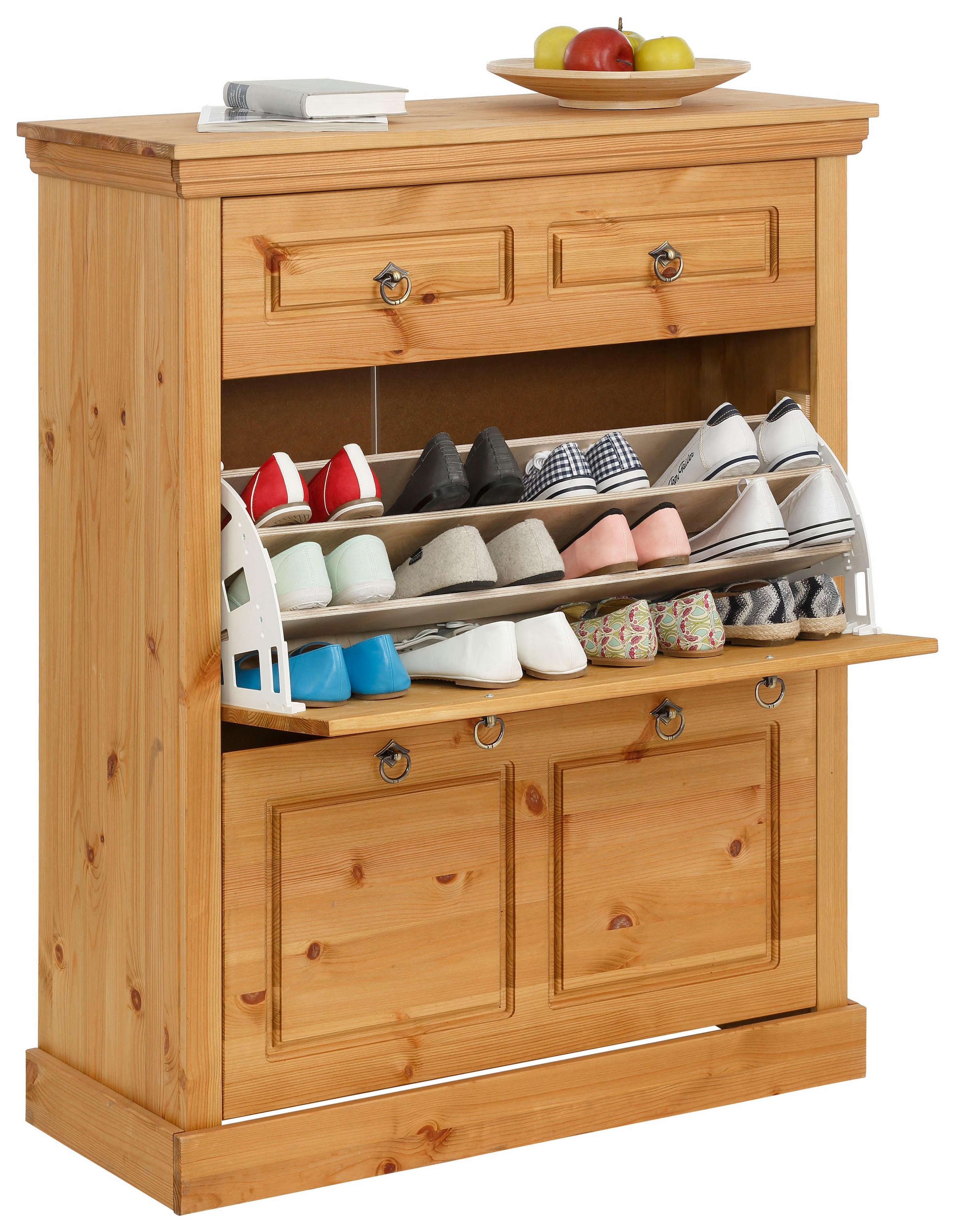 OTTO home Schuhschrank »Basilico« aus massiver Kiefer, FSC®, Breite 90 cm, mit Schublade, Kassettenoptik