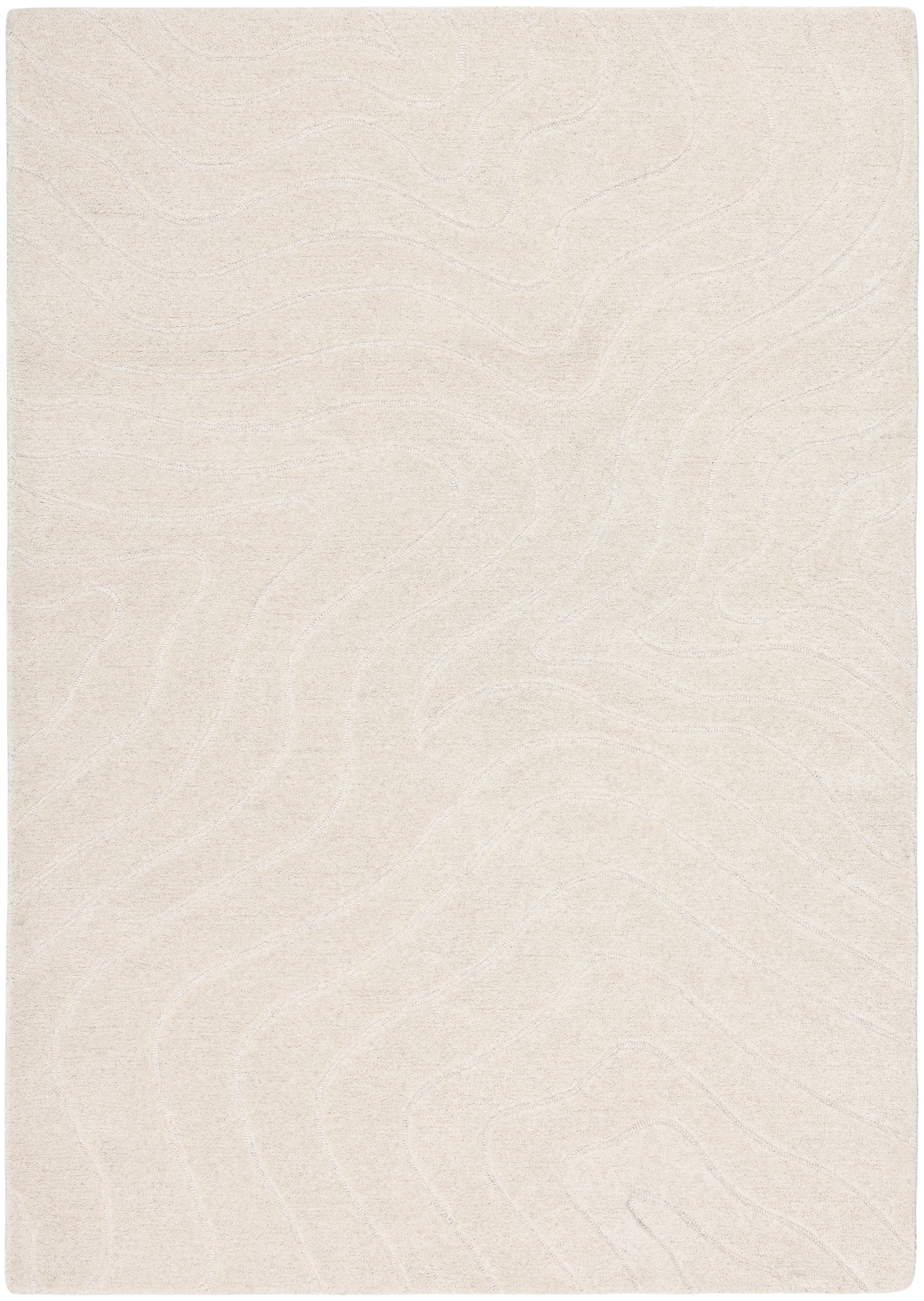 LeGer Home by Lena Gercke Wollteppich »Zarrah, mit Wellendesign, Linienmuster« rechteckig 14 mm Höhe reine Wolle, modern, Scandi, Wohnzimmer, Schlafzimmer, Esszimmer