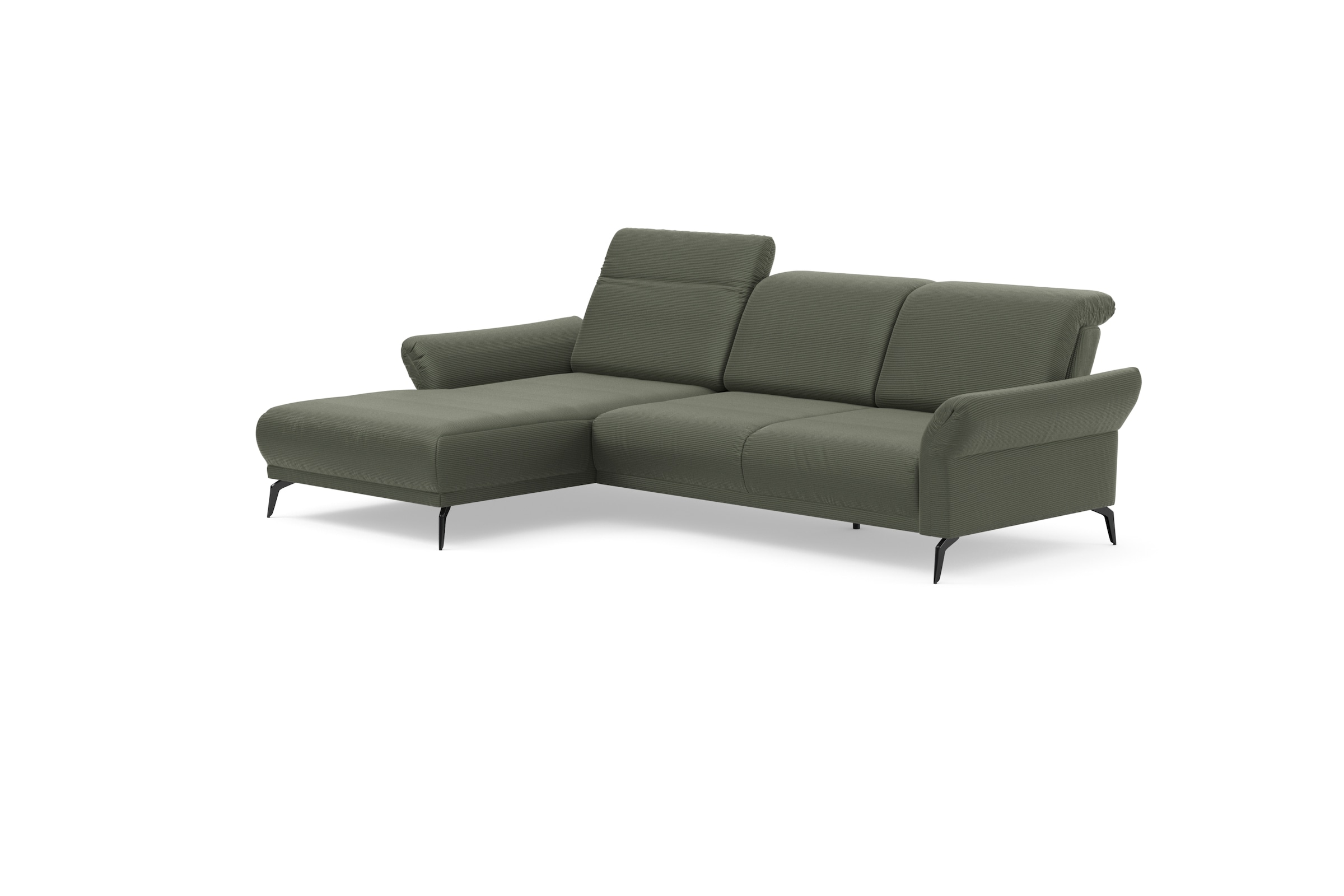 INOSIGN Ecksofa »Coco L-Form«, Sitztiefen-, Arm- und Kopfteilverstellung, Cord-Bezug, Fußhöhe 15 cm