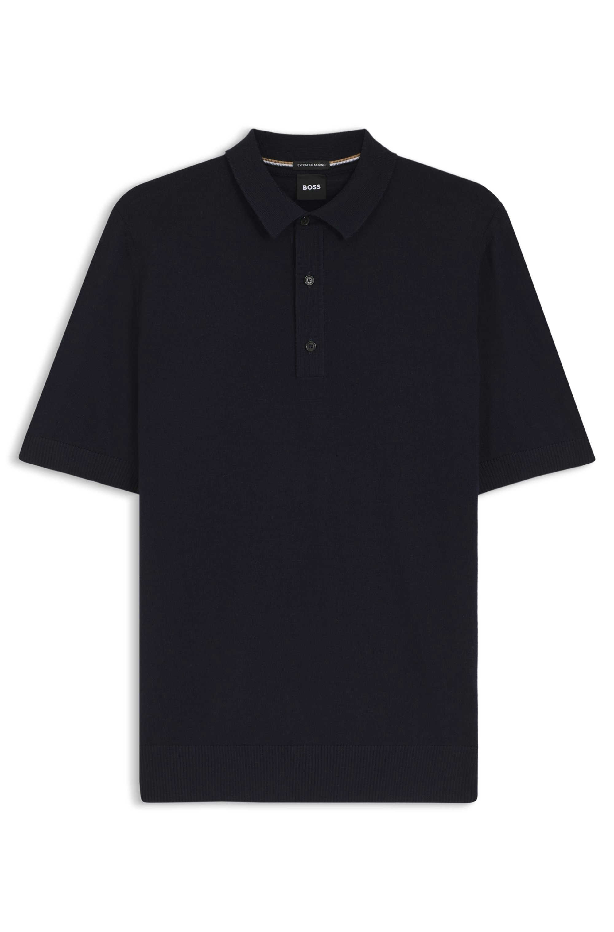 BOSS Kurzarmpullover »Nolano« aus Schurwolle, Polokragen