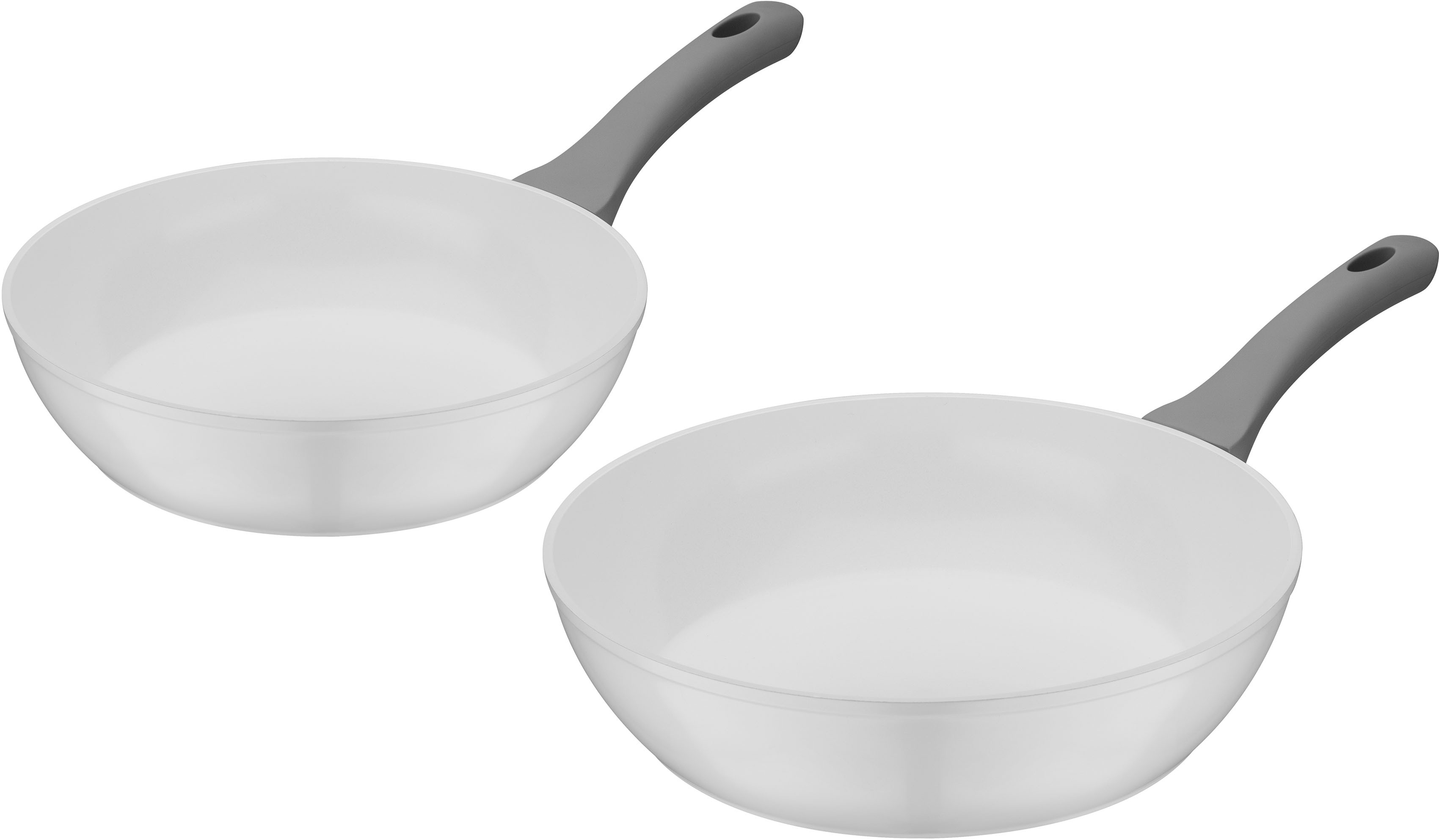 GSW Pfannen-Set »Fiona«, Aluminium, (Set, 2 tlg.), weißes Design mit anpsrechenden Softtouch-Griffen, kratzfeste ILAG® CERAMIC-Veredelung, Induktion, Ø 24/28 cm