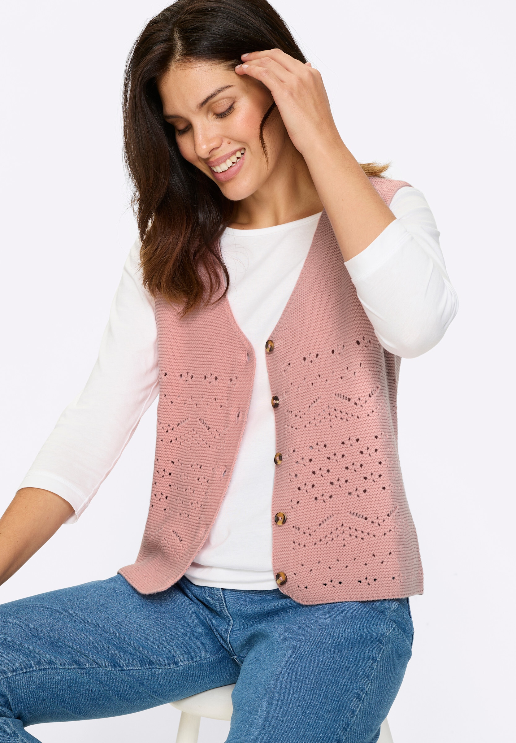 Sieh an! Strickweste »Strickweste Strickweste im Ajour-Muster«