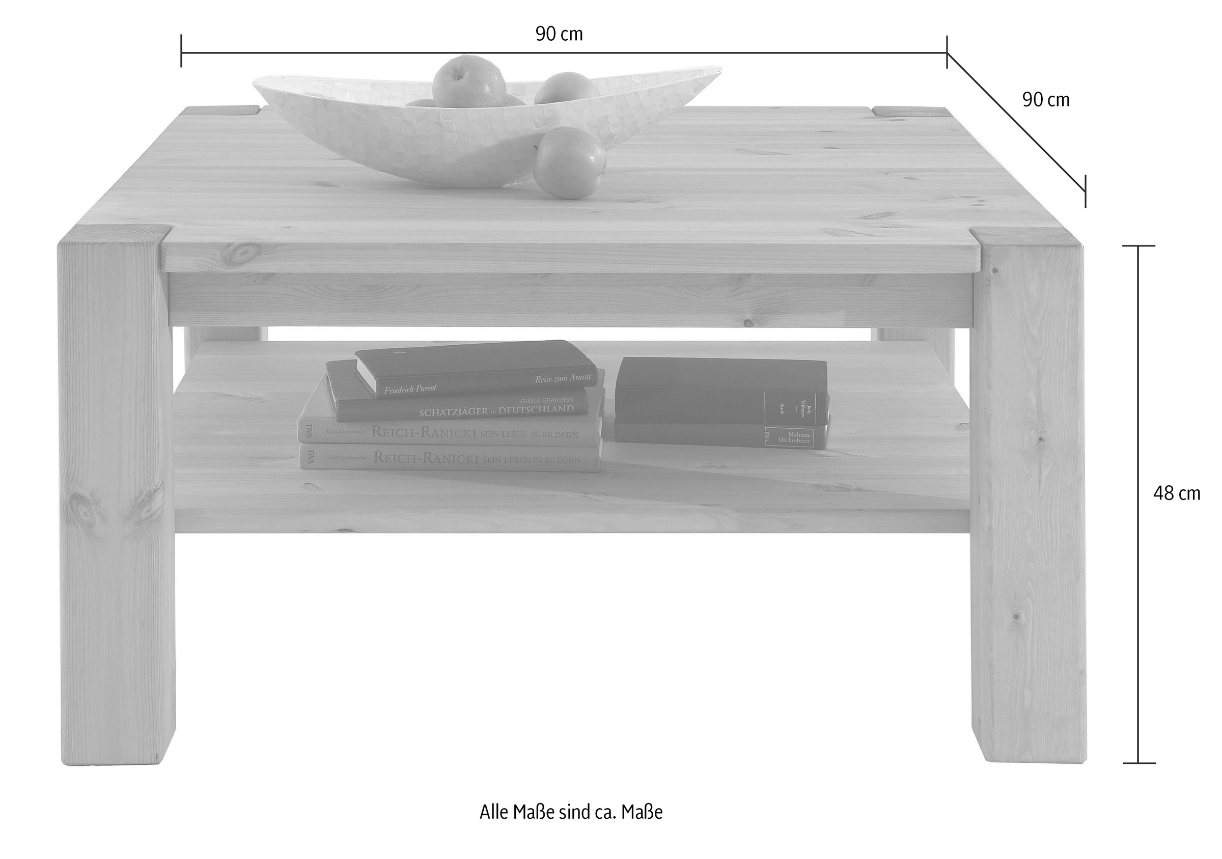 Wohnglücklich by Infantil Couchtisch »Vita«, Tisch, Breite 90 cm, Kiefer  massiv, Landhausstil bestellen online bei OTTO