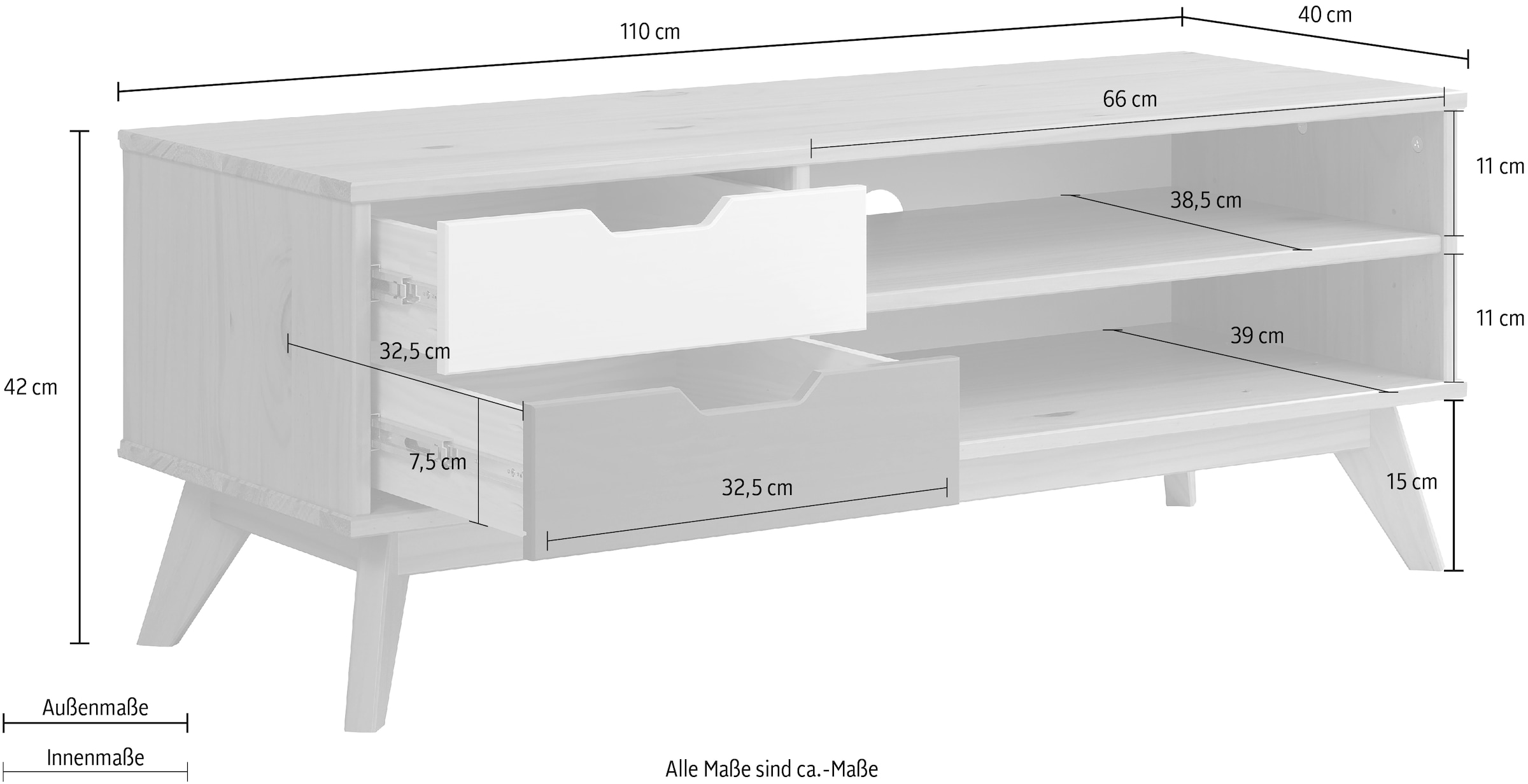 INTER-FURN Lowboard »Scandik«, Kommode aus massiver Kiefer