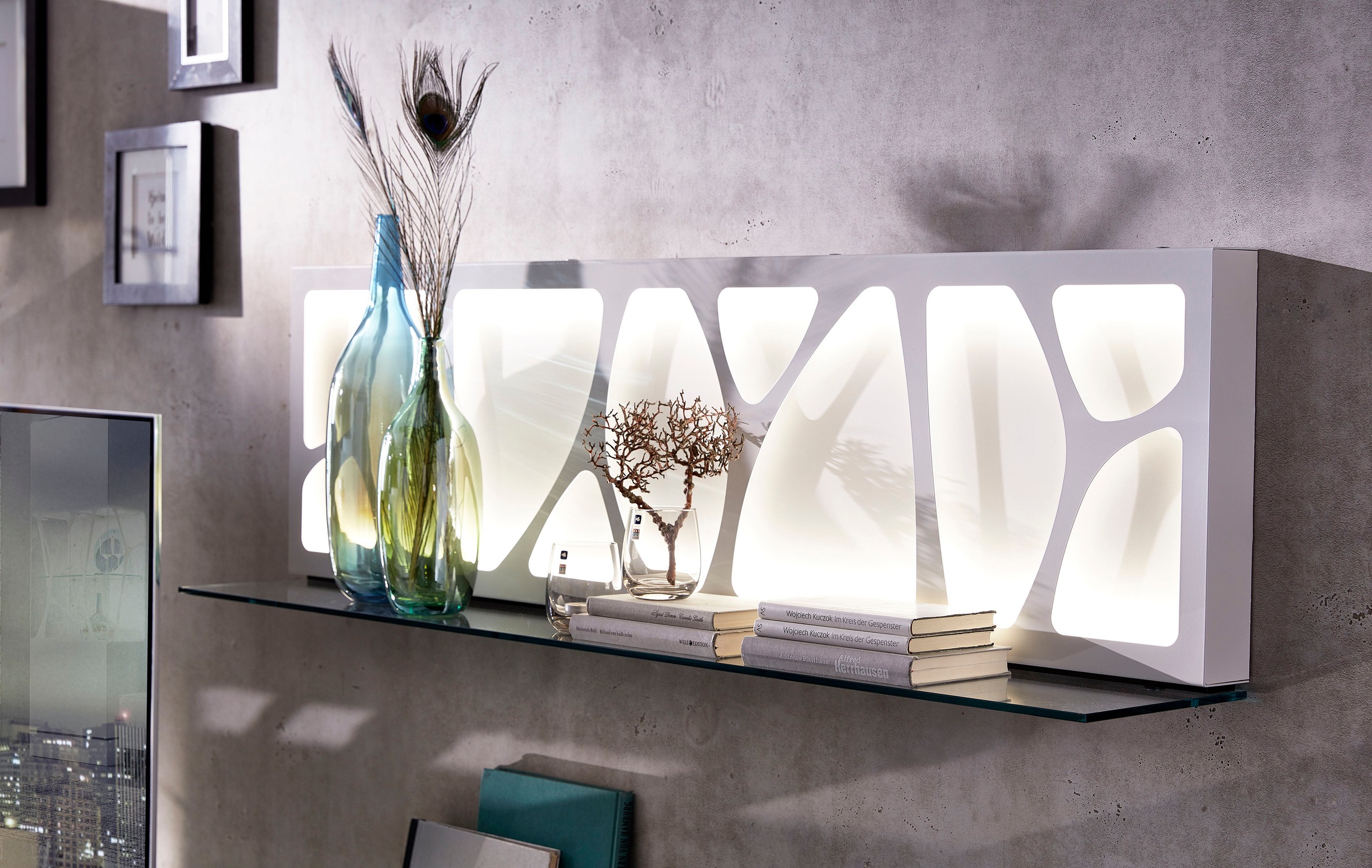 Leonardo Wandregal »CUBE« mit Genetics in weiß, Größe B/H/T: 142 cm x 42 cm x 25 cm