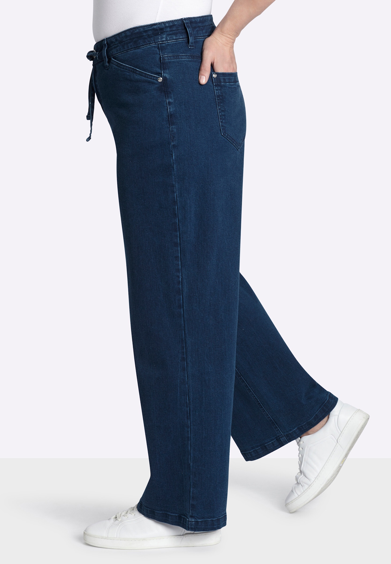 Sheego Bequeme Jeans »Jeans Jeans mit weitem Bein und Tunnelzug«