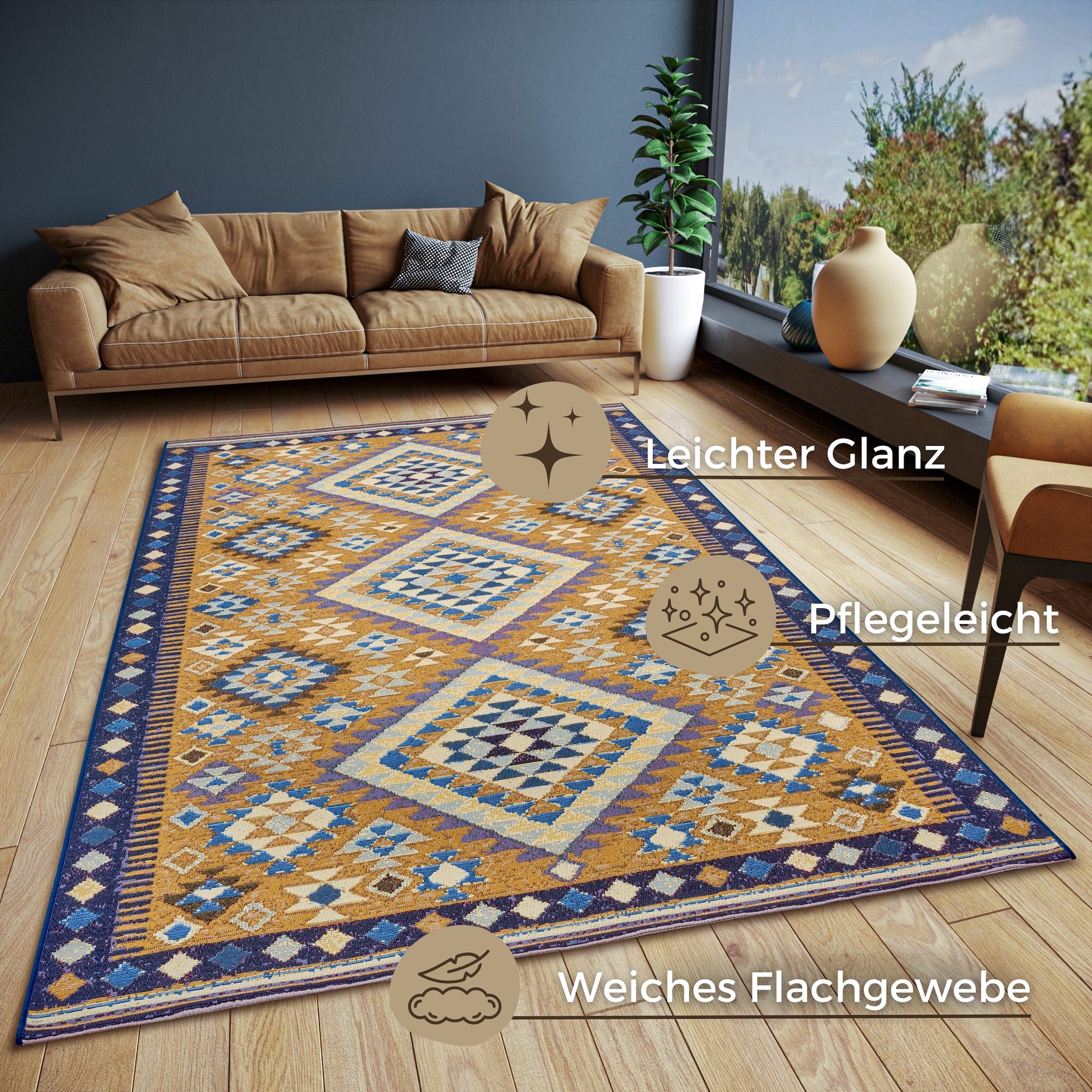 HANSE Home Teppich »Peso«, rechteckig, 5 mm Höhe, strapazierfähig, pflegeleicht, robust, Anti-Slip