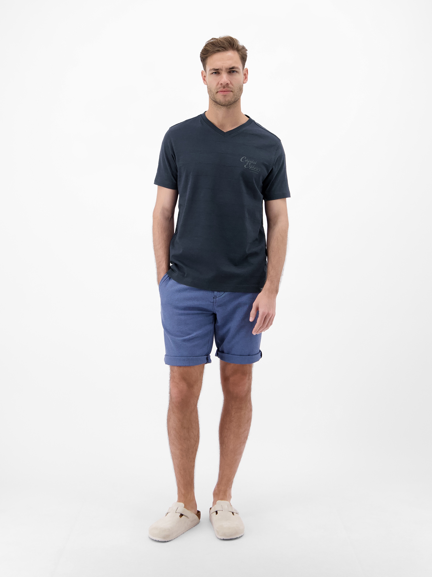 LERROS T-Shirt »T-Shirt mit V-Neck in Strickqualität«