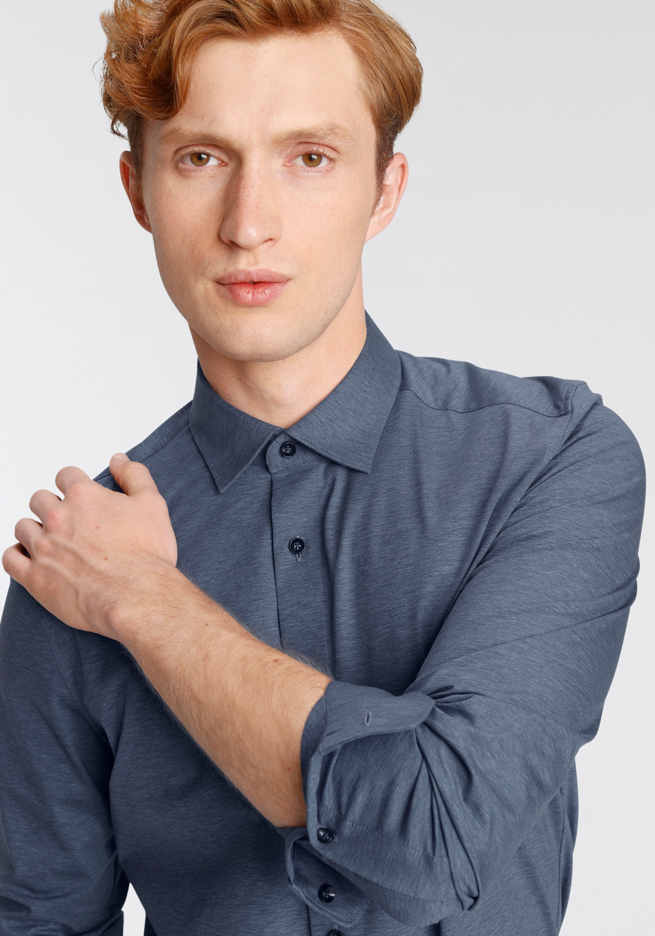 OLYMP Langarmhemd »Luxor 24/Seven modern fit Jerseyshirt«, mit geruchshemmenden Materialeigenschaften
