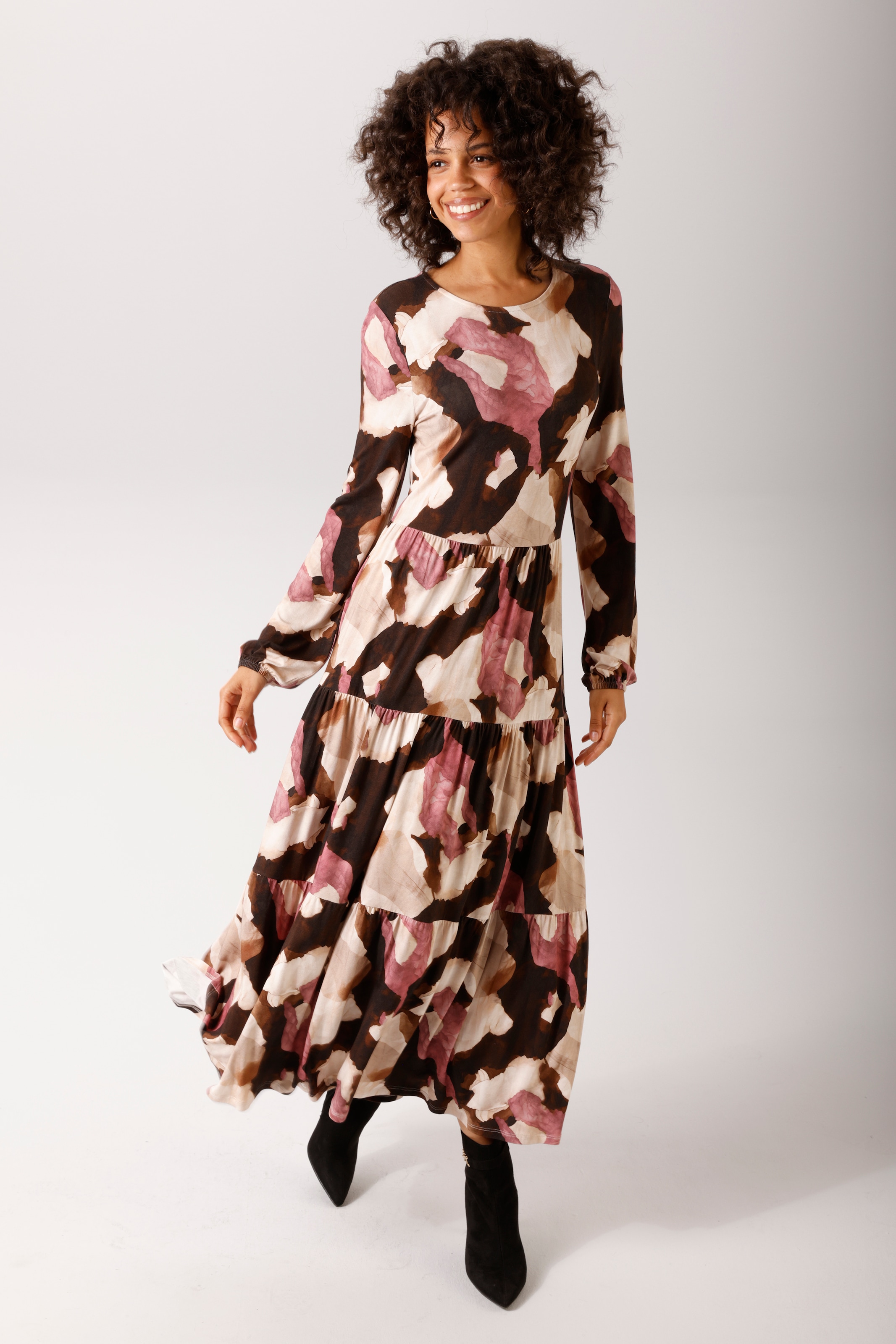 Aniston CASUAL Midikleid mit grafischem Batik-Druck - jedes Teil ein Unikat - NEUE KOLLEKTION