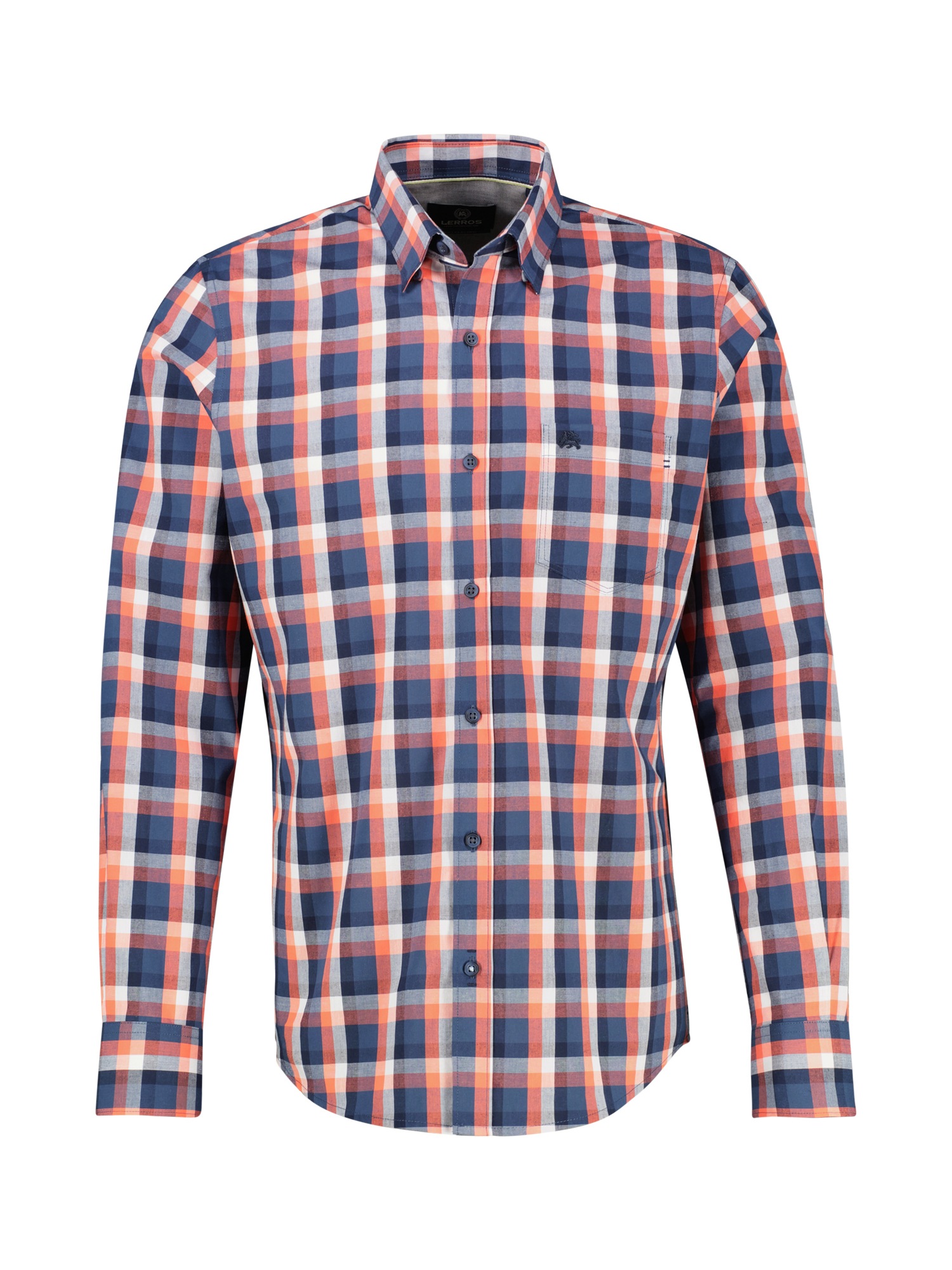 LERROS Langarmhemd »Karohemd mit Kentkragen und Brusttasche«