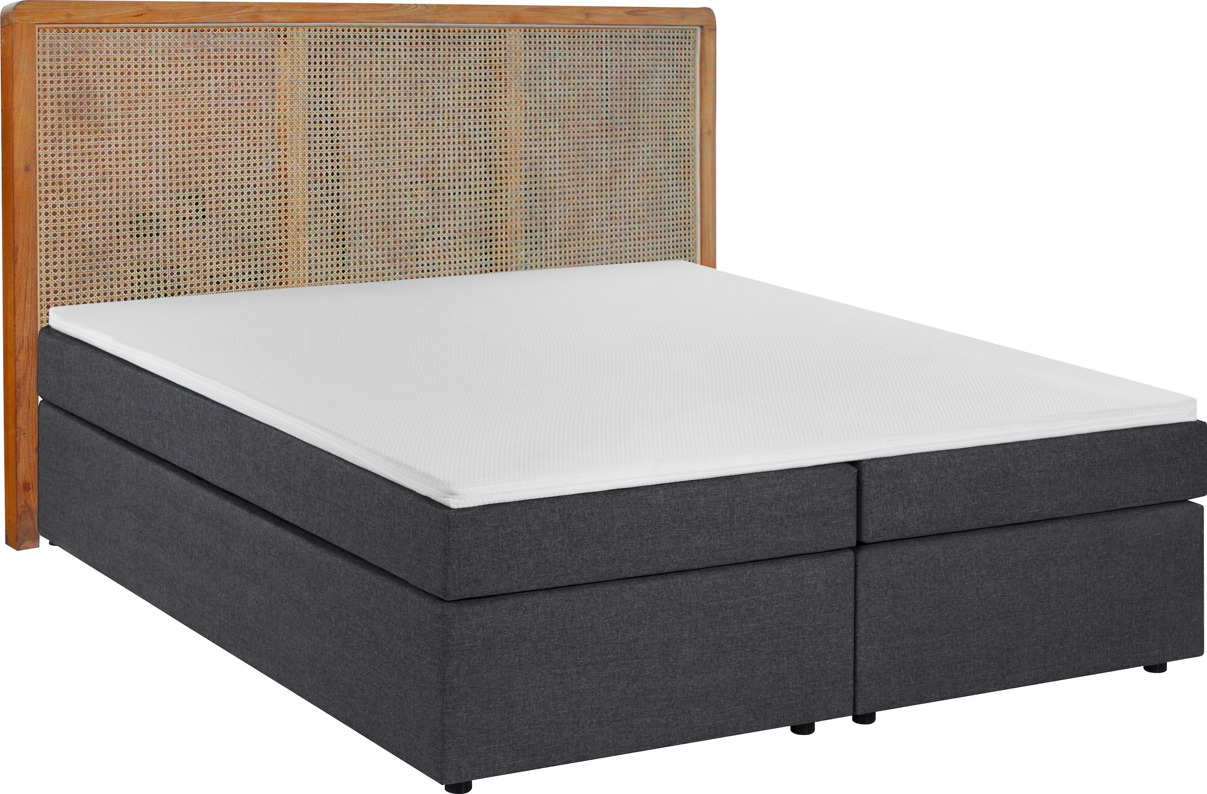 SIT Boxspringbett, Mit Rattan-Kopfteil