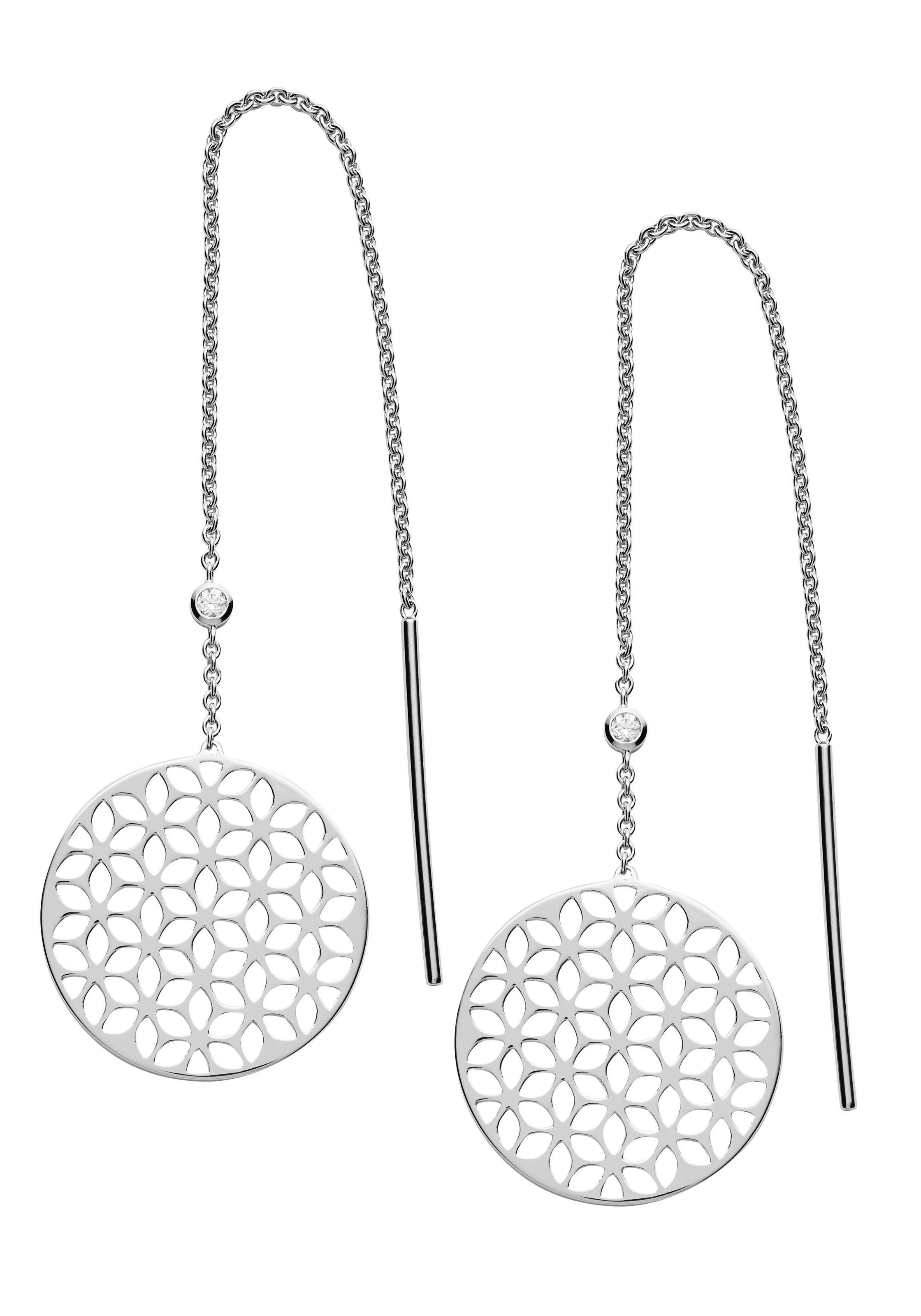 Fossil Paar Ohrhänger »STERLING SILVER, Rund, JFS00460040«, mit Zirkonia
