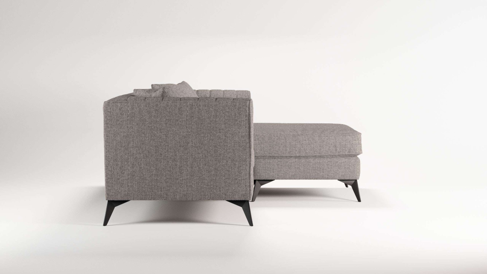 Places of Style Ecksofa »MATTHEW L-Form ideal für kleine Räume, Maße B/T/H: 201/162/74 cm«, elegantes Designsofa, feine Steppung im Rücken, incl. Zierkissen